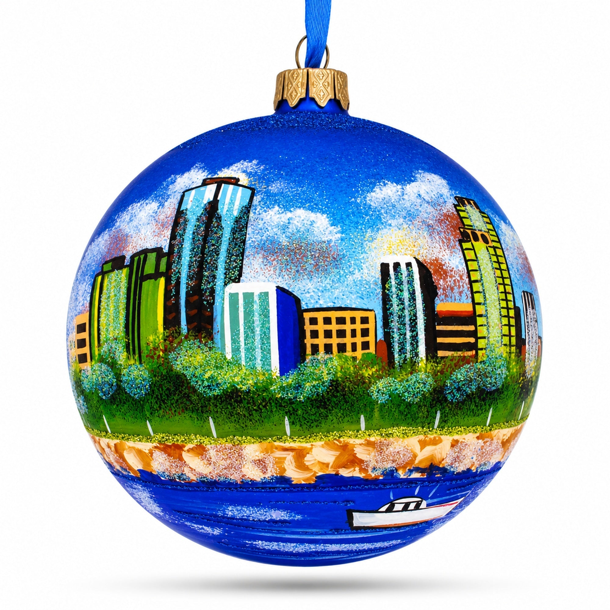 Long Beach, California Glass Ball Christmas Ornament 4 Inches
