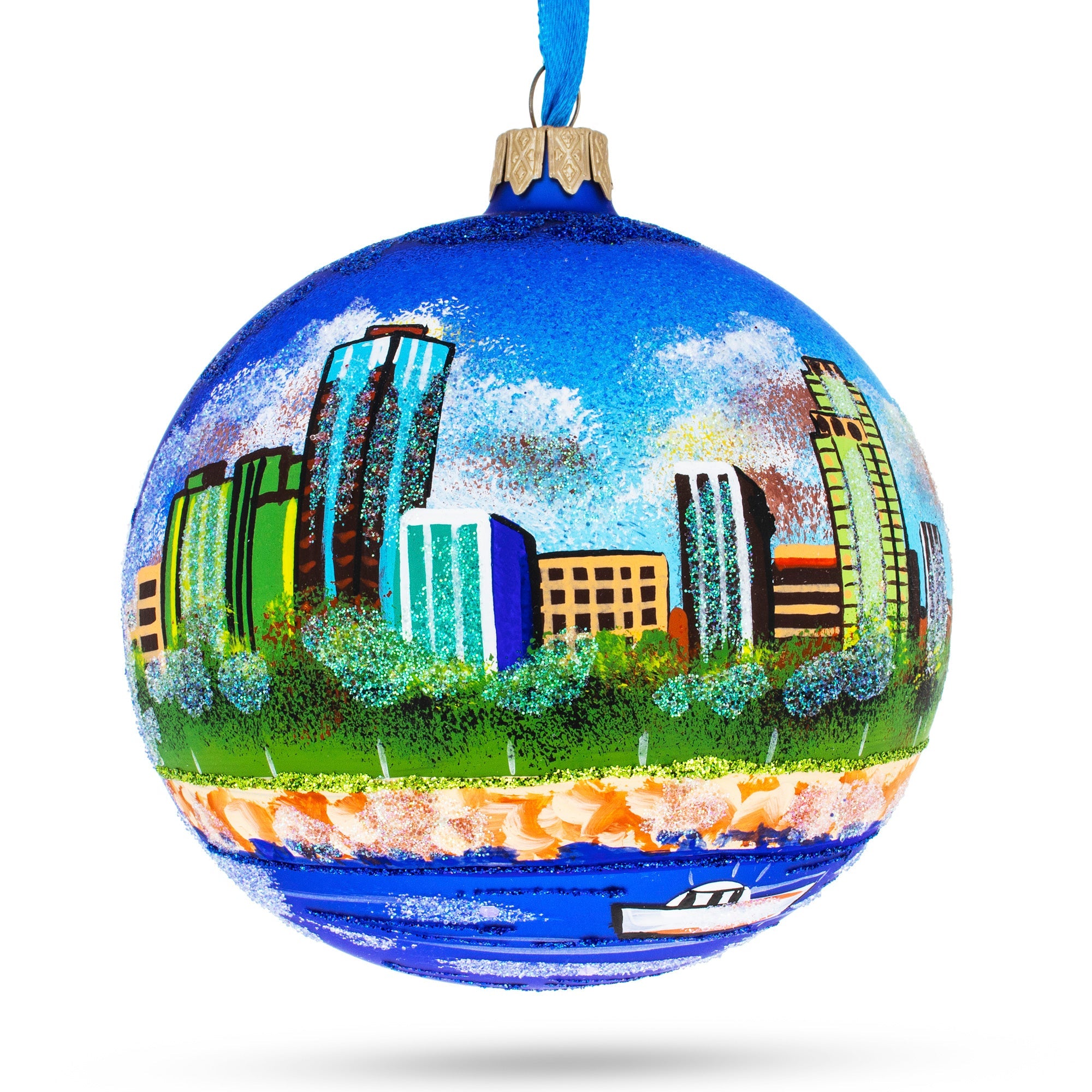 Long Beach, California Glass Ball Christmas Ornament 4 Inches