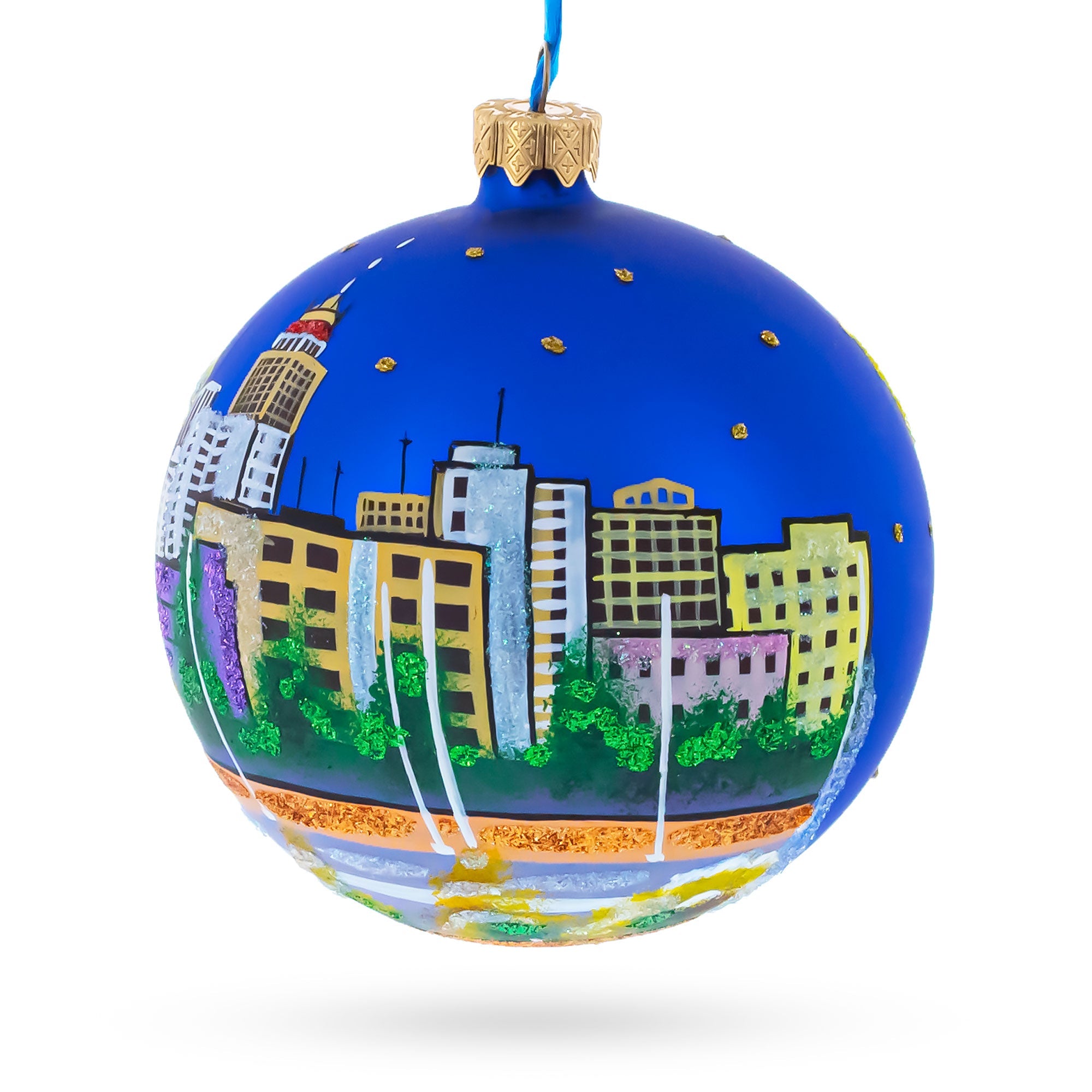 Fresno, California, USA Glass Ball Christmas Ornament 4 Inches
