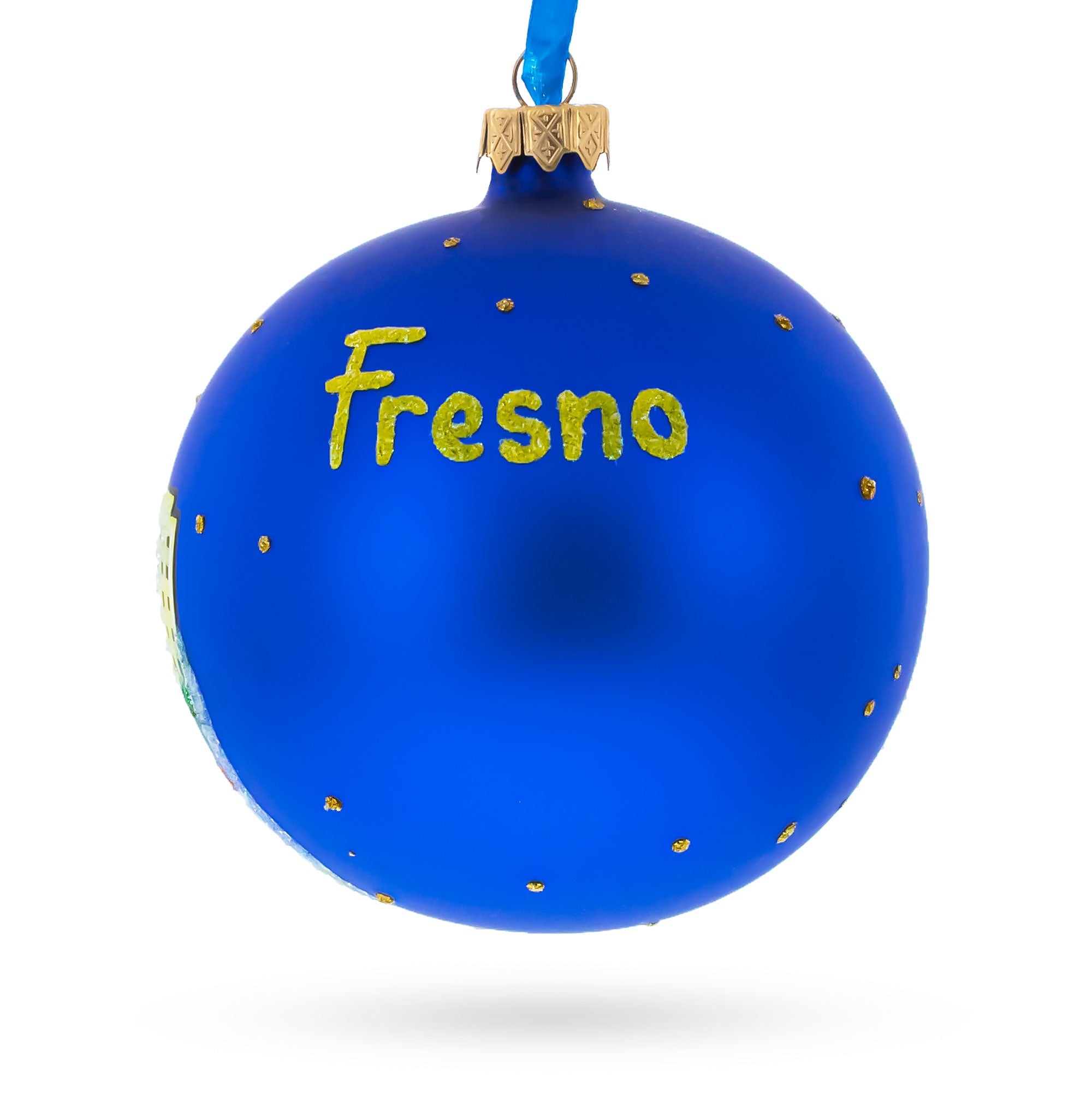 Fresno, California, USA Glass Ball Christmas Ornament 4 Inches