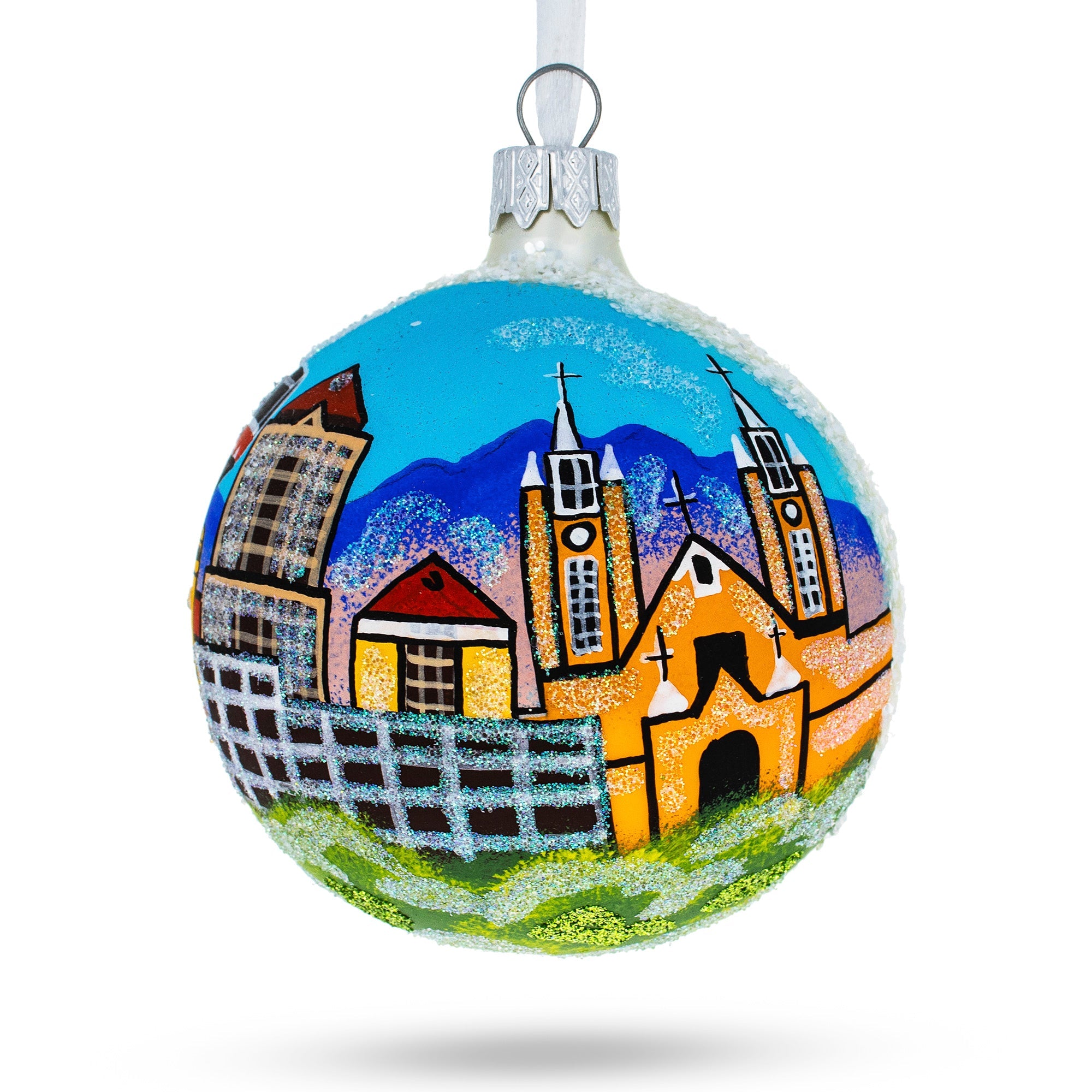 Albuquerque, New Mexico Glass Christmas Ornament 3.25 Inches