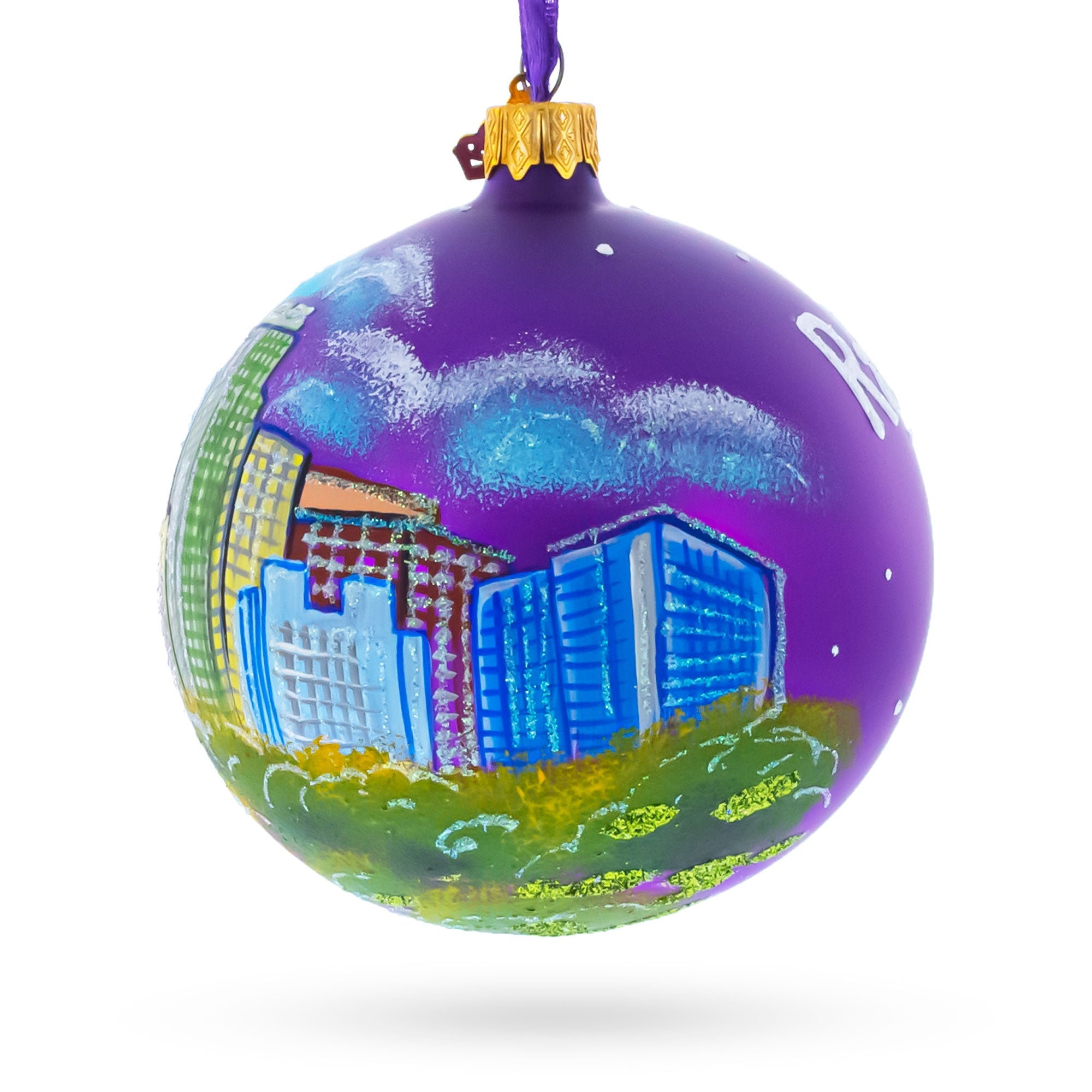 Raleigh, North Carolina Glass Ball Christmas Ornament 4 Inches