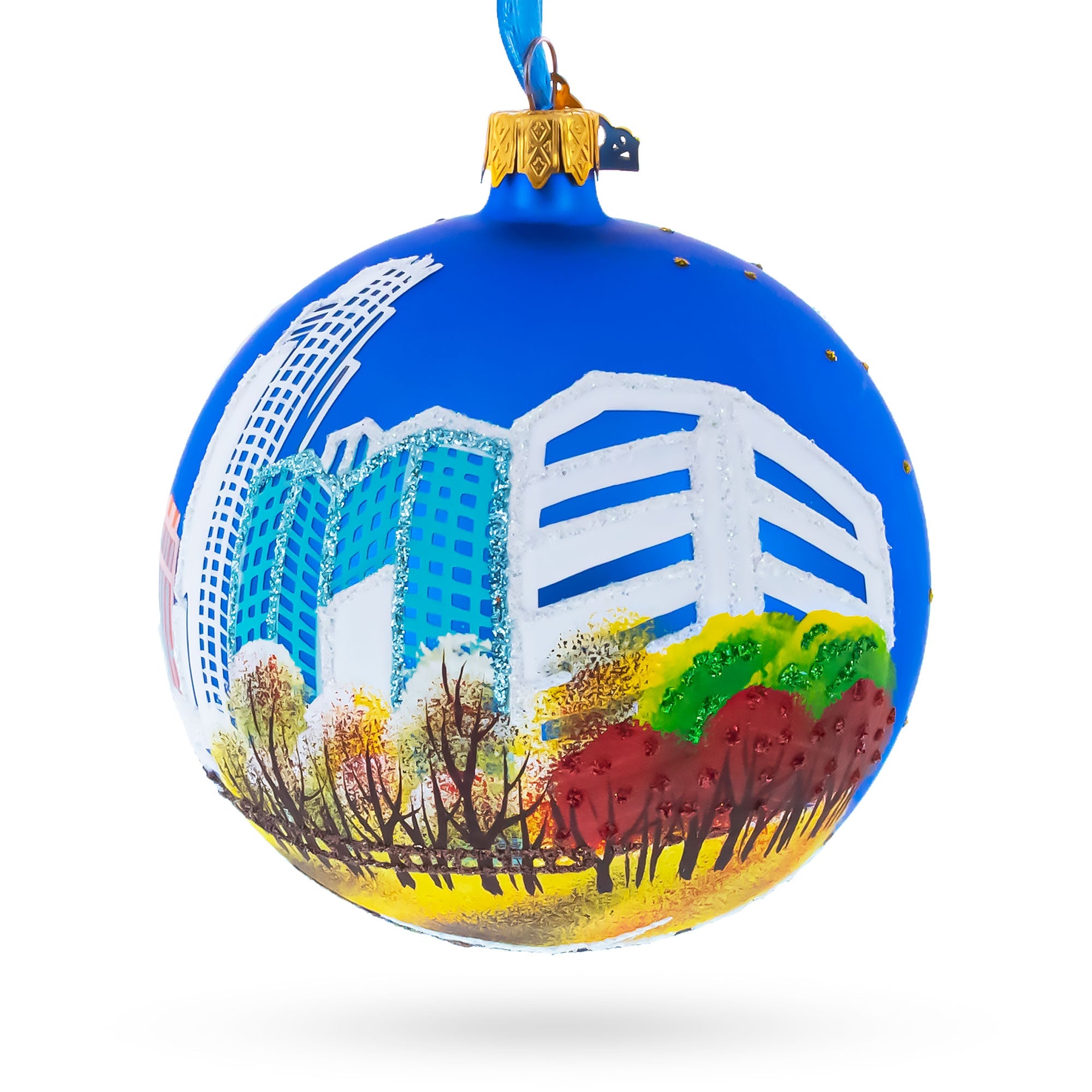Omaha, Nebraska, USA Glass Ball Christmas Ornament 4 Inches