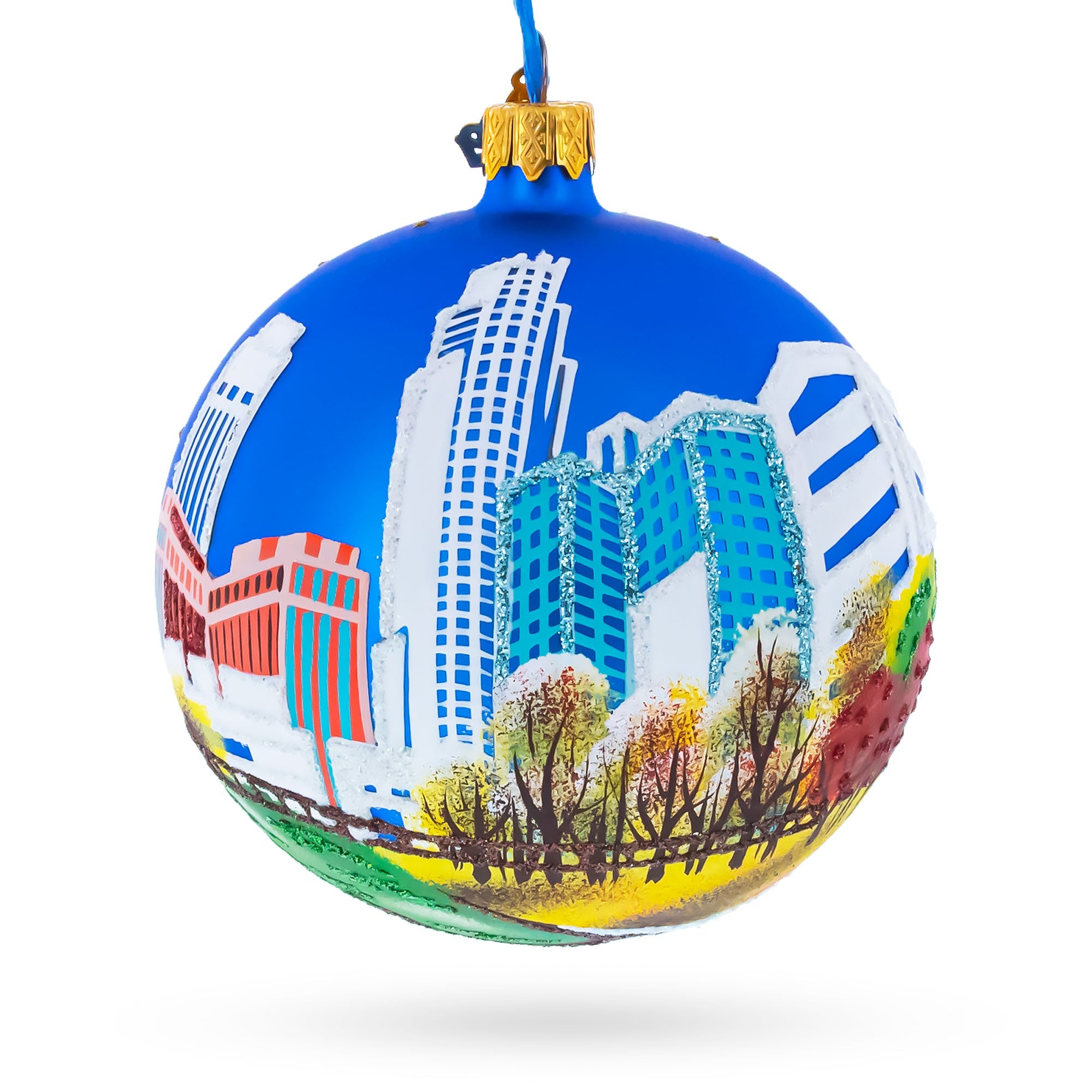 Omaha, Nebraska, USA Glass Ball Christmas Ornament 4 Inches