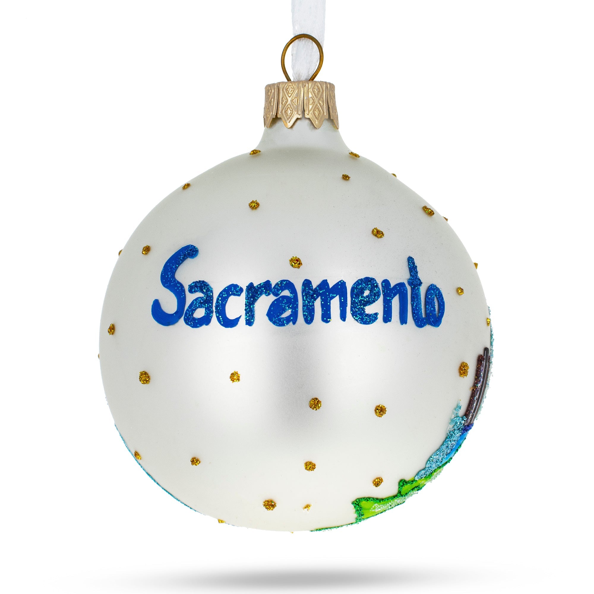 Sacramento, California Glass Christmas Ornament 3.25 Inches
