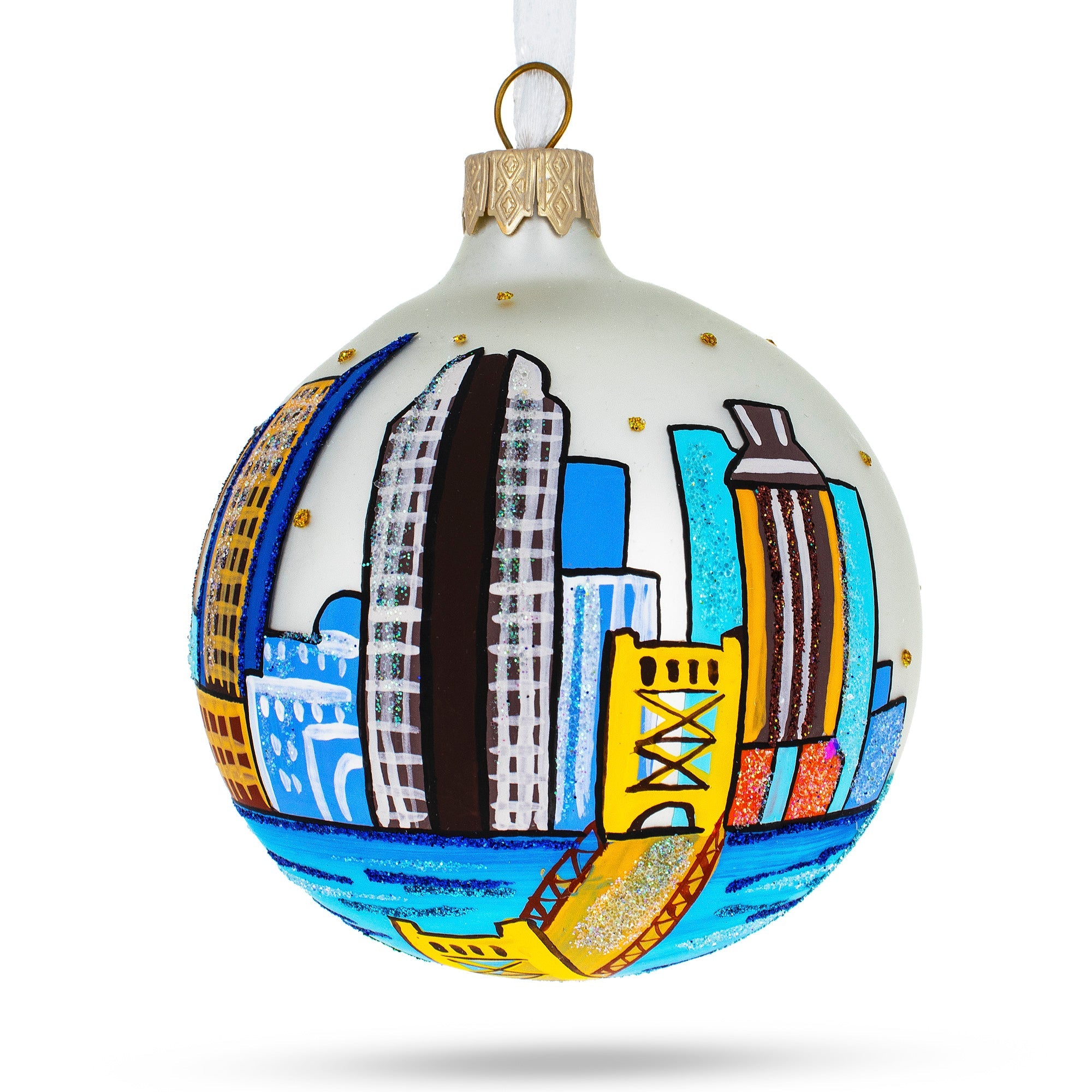 Sacramento, California Glass Christmas Ornament 3.25 Inches