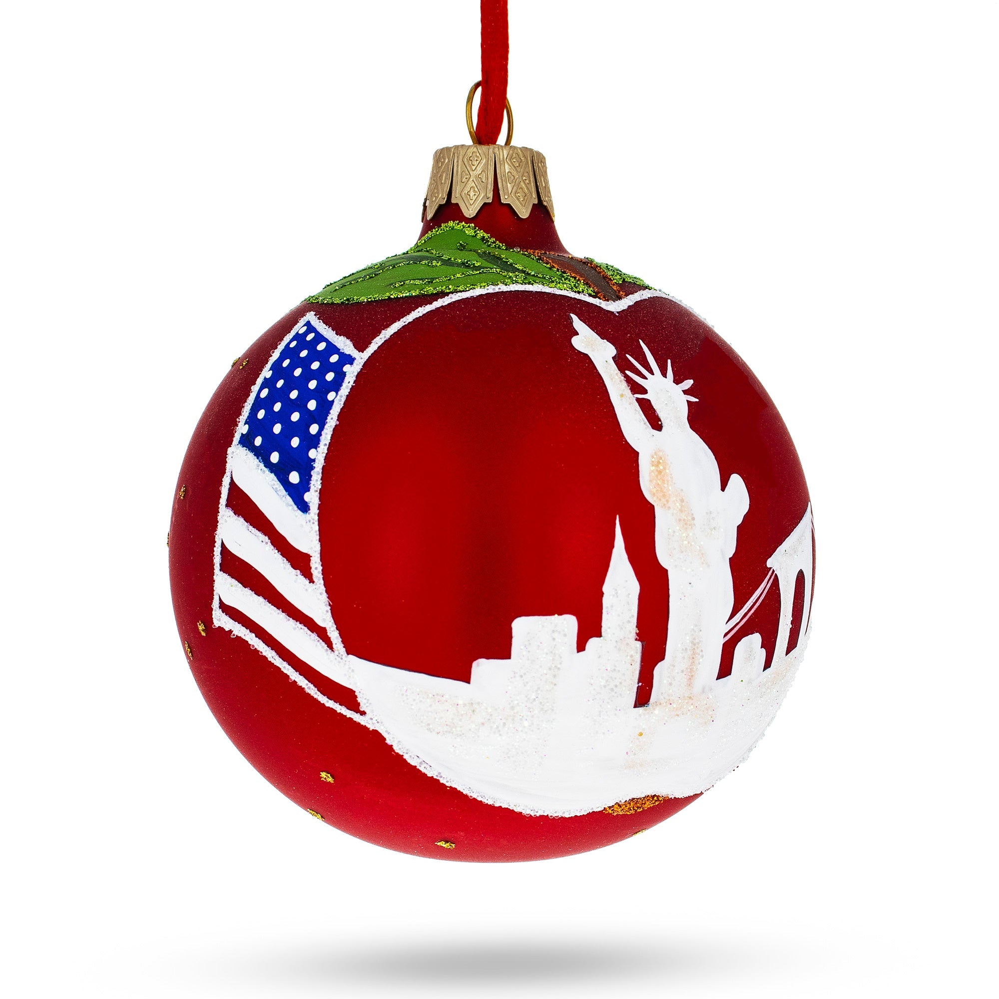 I Love New York Glass Ball Christmas Ornament 3.25 Inches