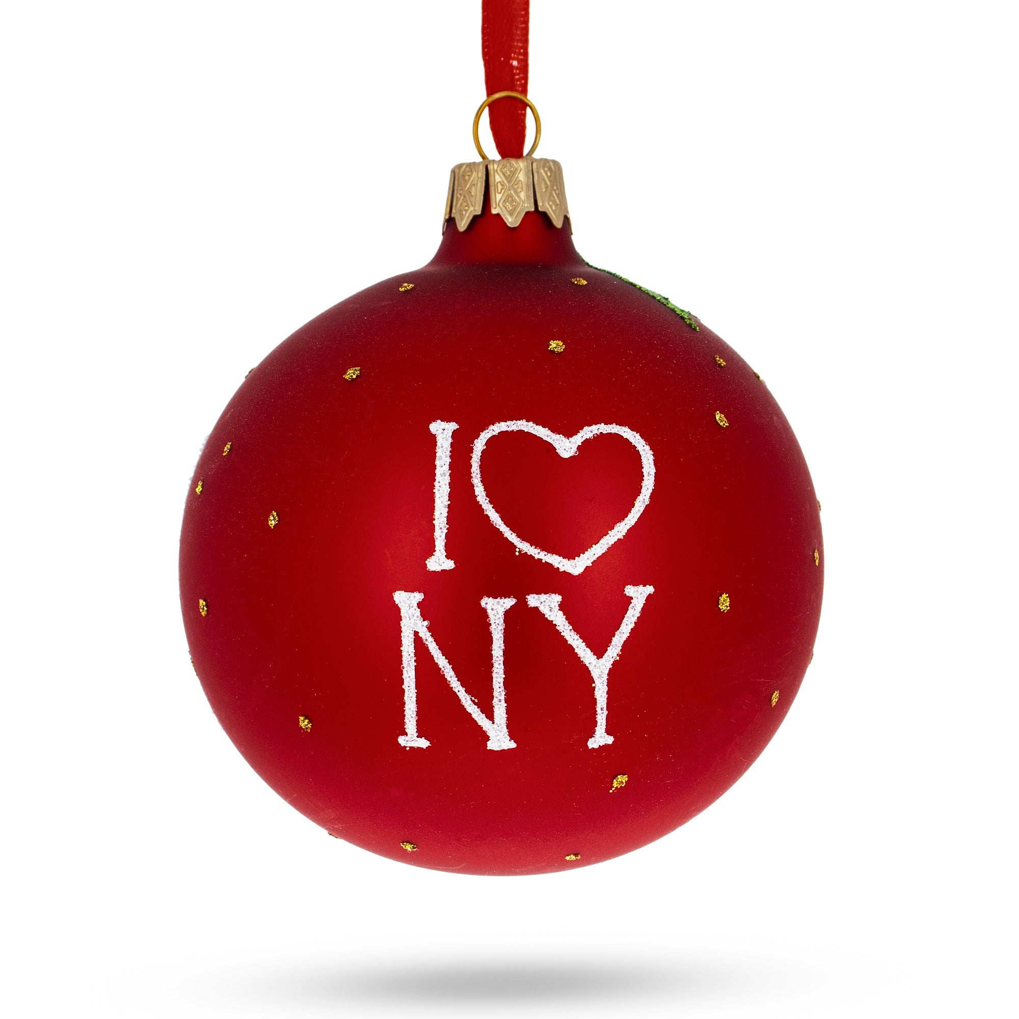 I Love New York Glass Ball Christmas Ornament 3.25 Inches