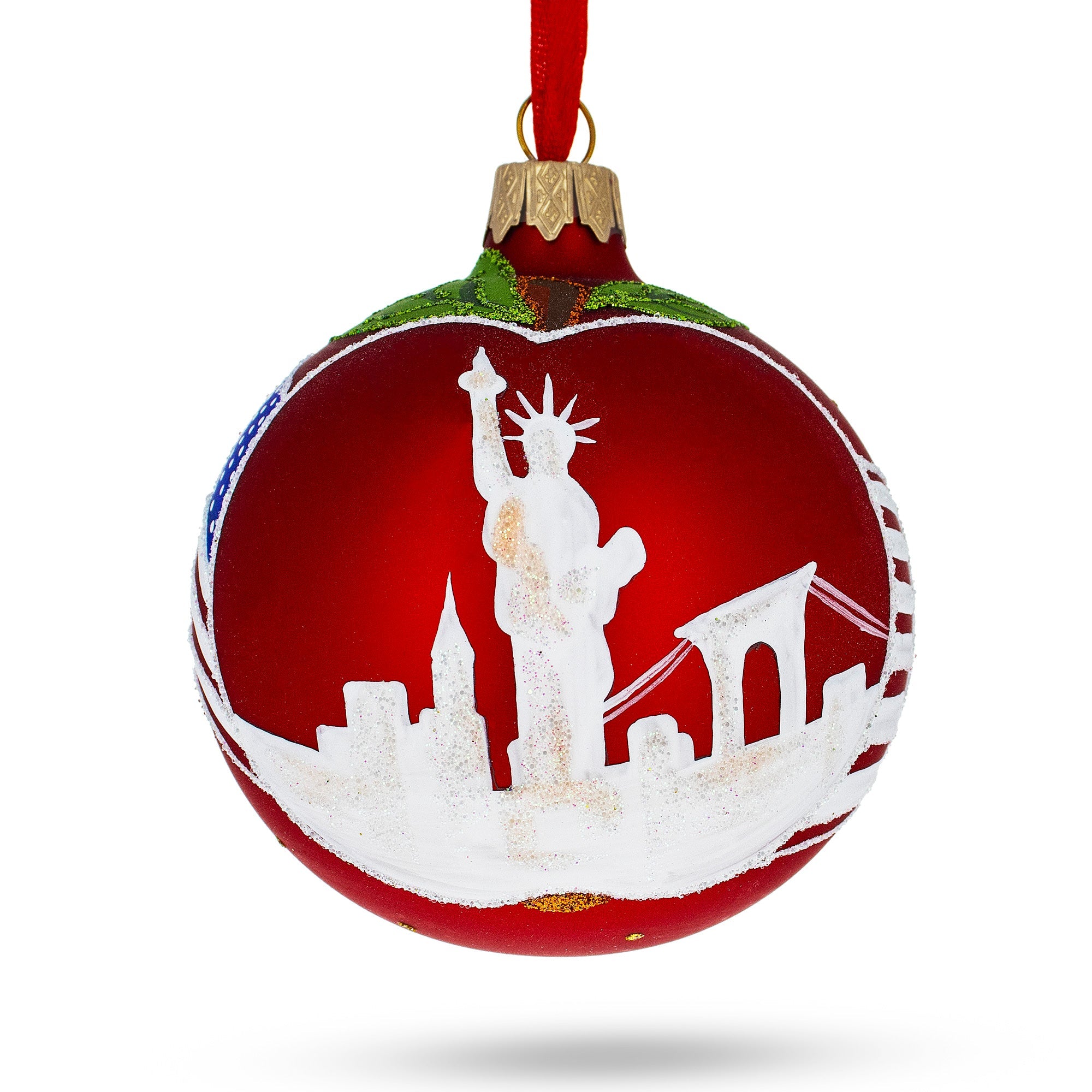 I Love New York Glass Ball Christmas Ornament 3.25 Inches