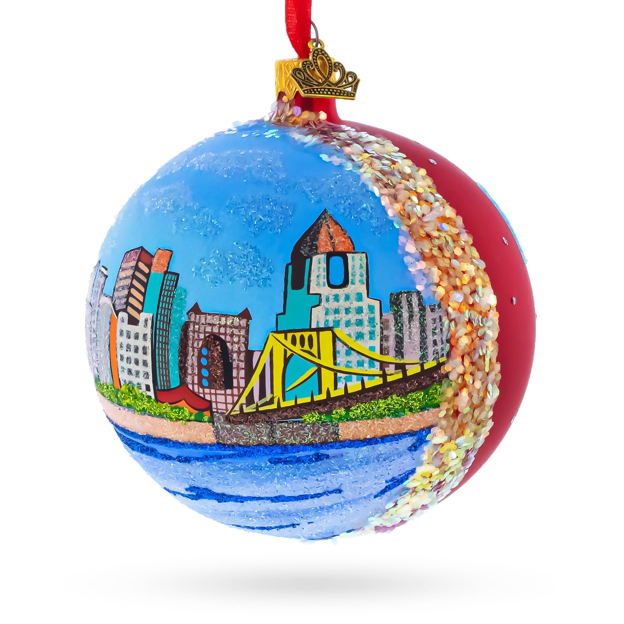 Pittsburgh, Pennsylvania Glass Ball Christmas Ornament 4 Inches