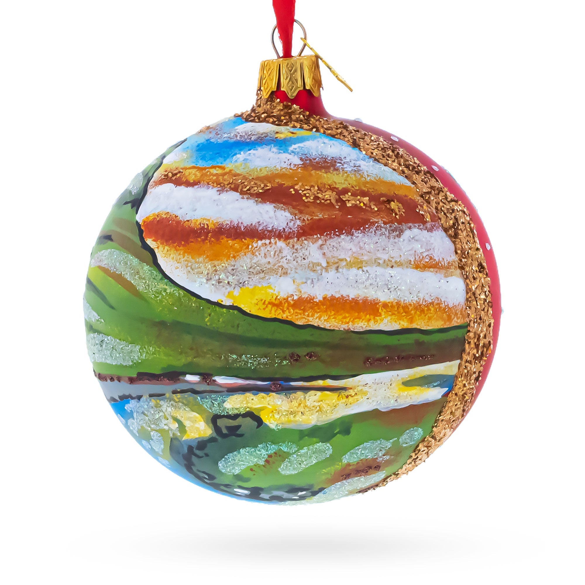 Kirkjufell Mountain, Iceland Glass Ball Christmas Ornament 4 Inches