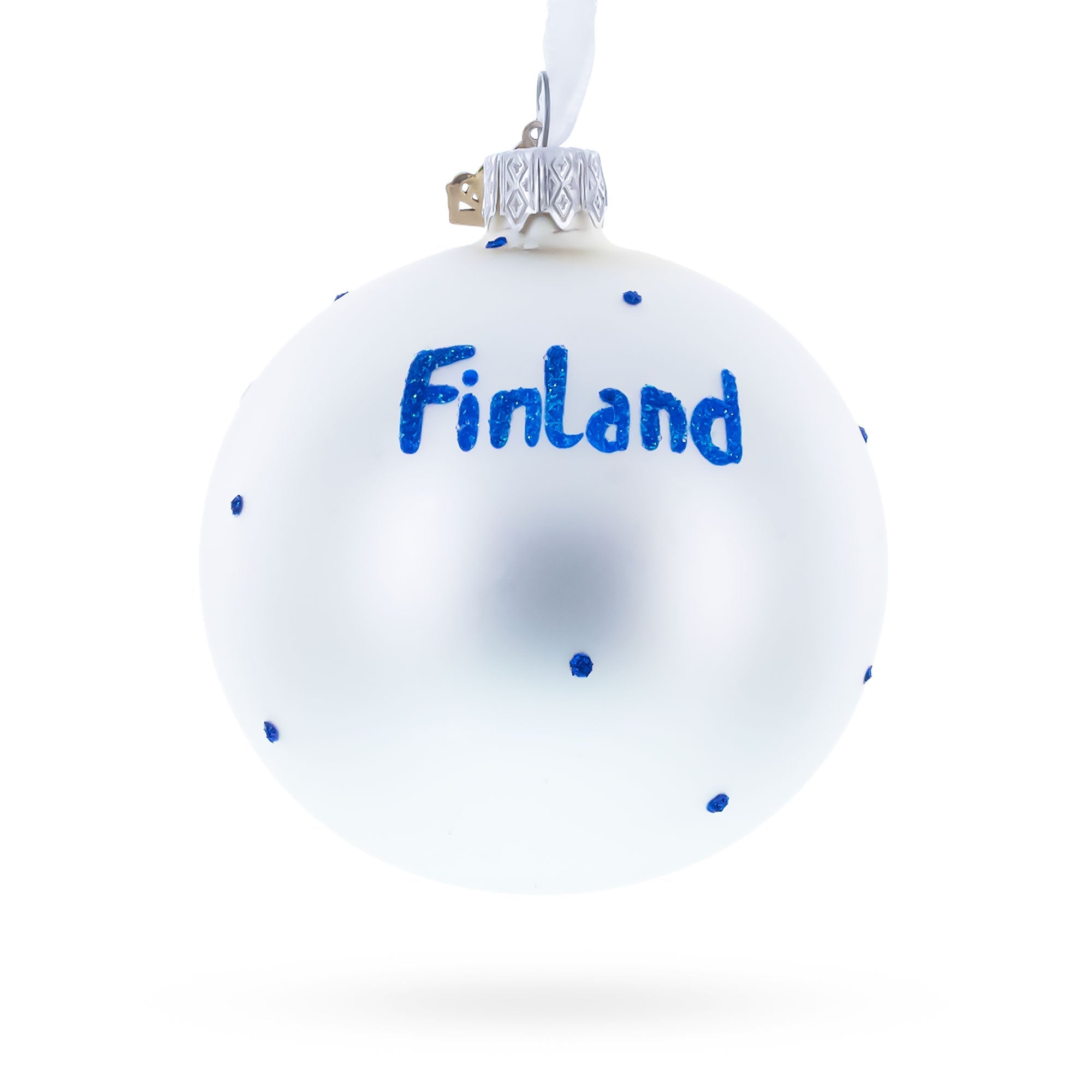 Flag of Finland Glass Ball Christmas Ornament 3.25 Inches