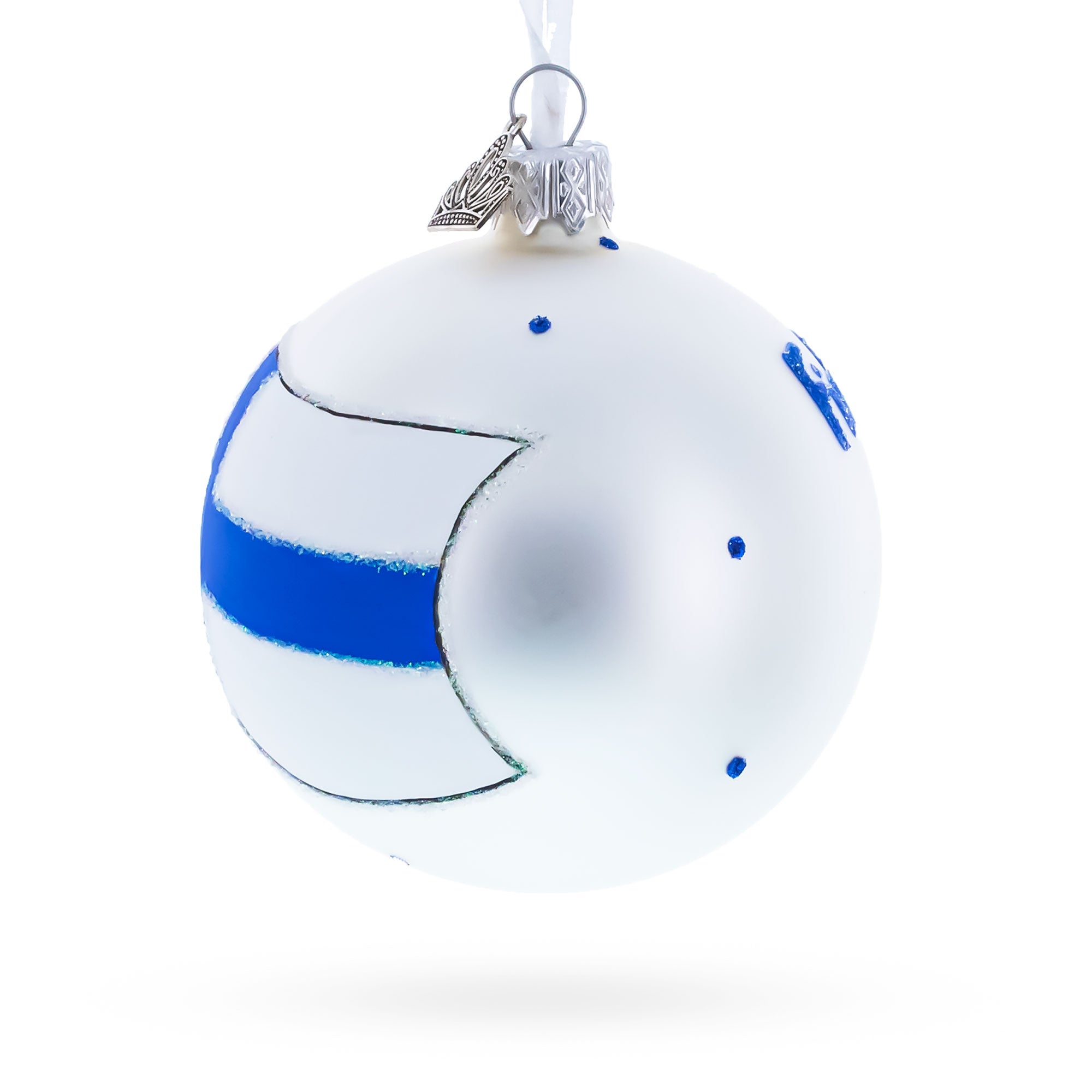 Flag of Finland Glass Ball Christmas Ornament 3.25 Inches