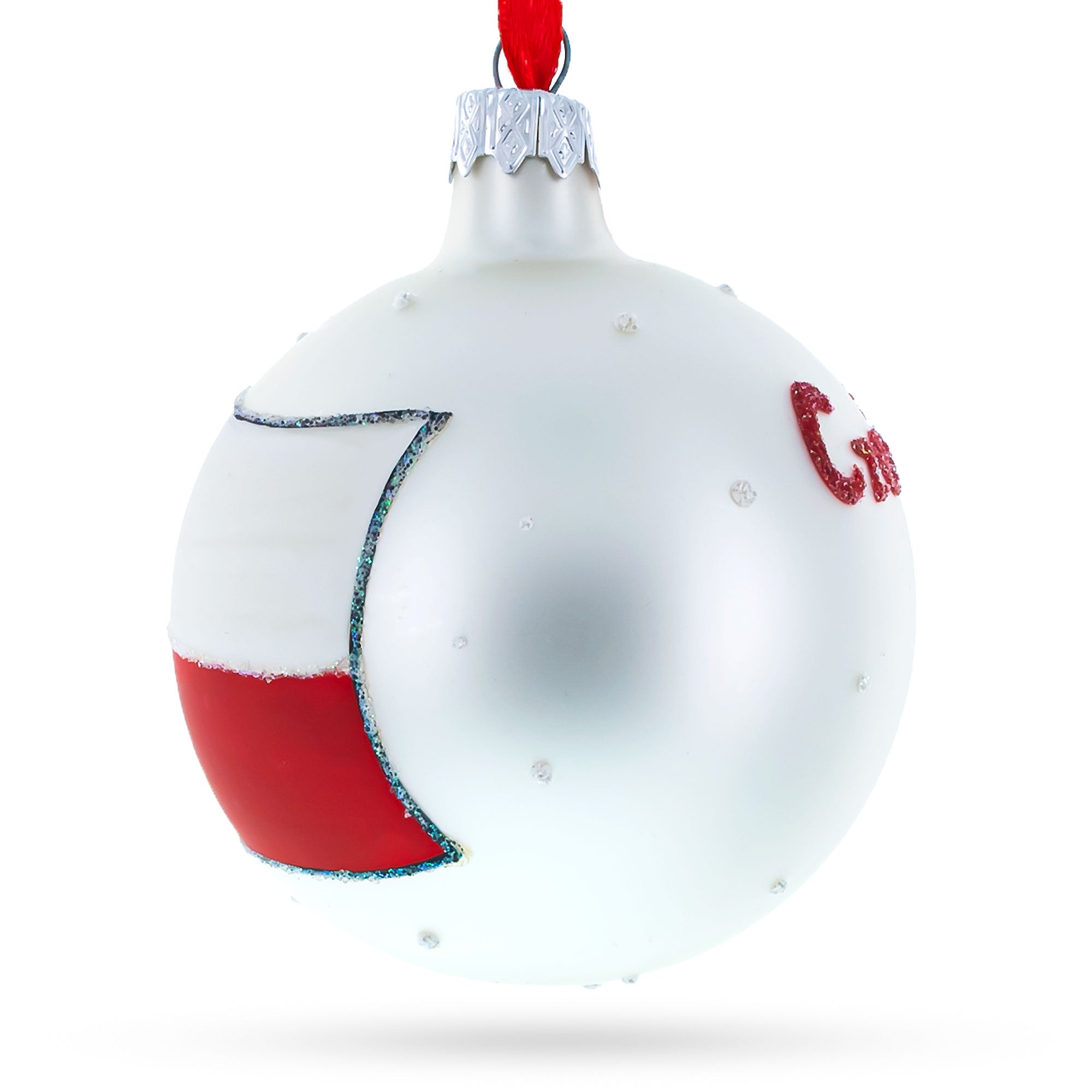 Flag of Czech Republic Glass Ball Christmas Ornament 3.25 Inches
