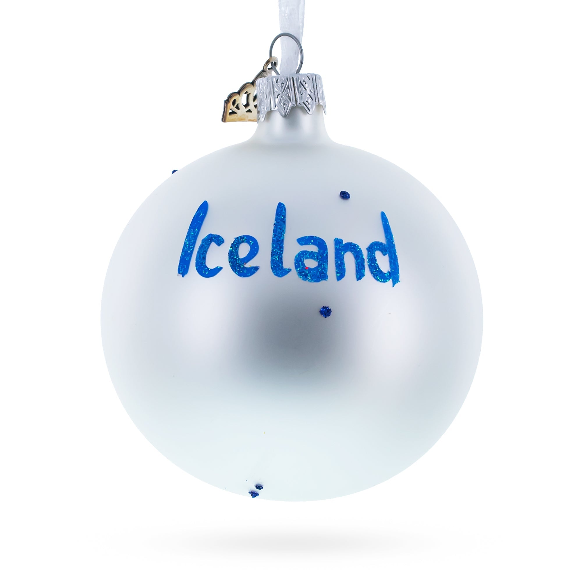 Flag of Iceland Glass Ball Christmas Ornament 3.25 Inches