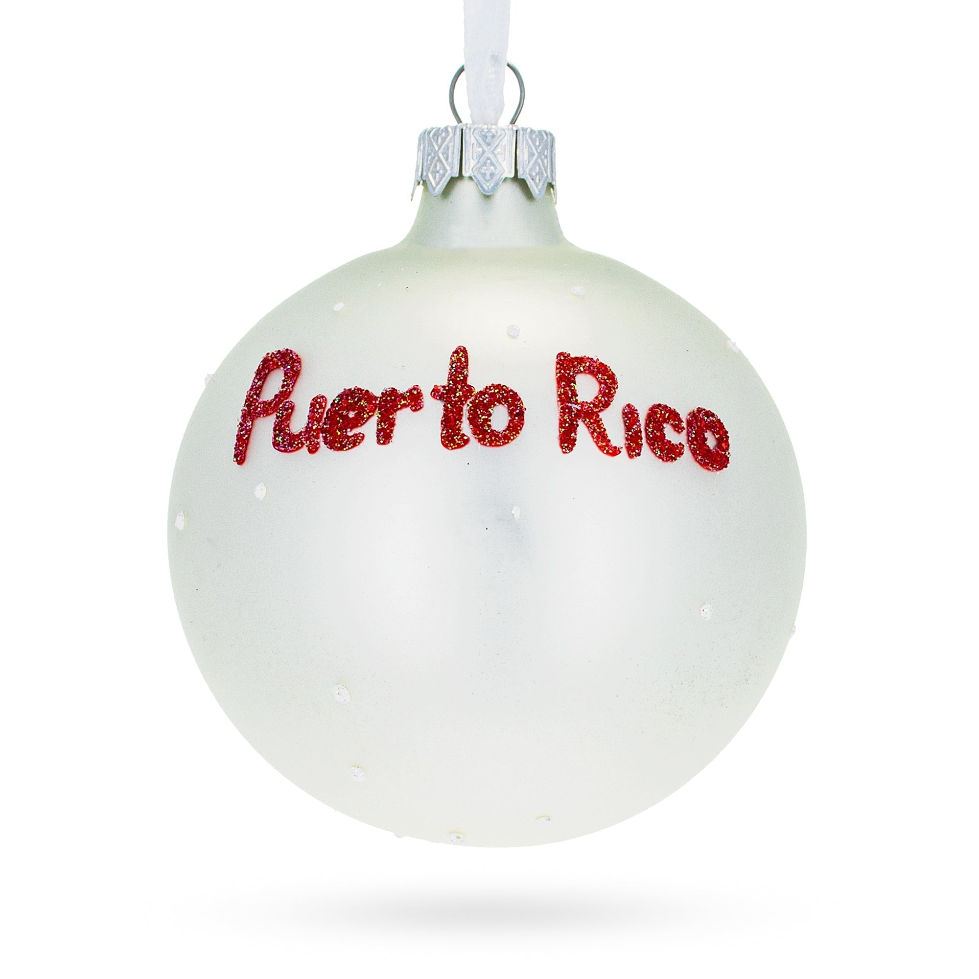 Flag of Puerto Rico Glass Ball Christmas Ornament 3.25 Inches