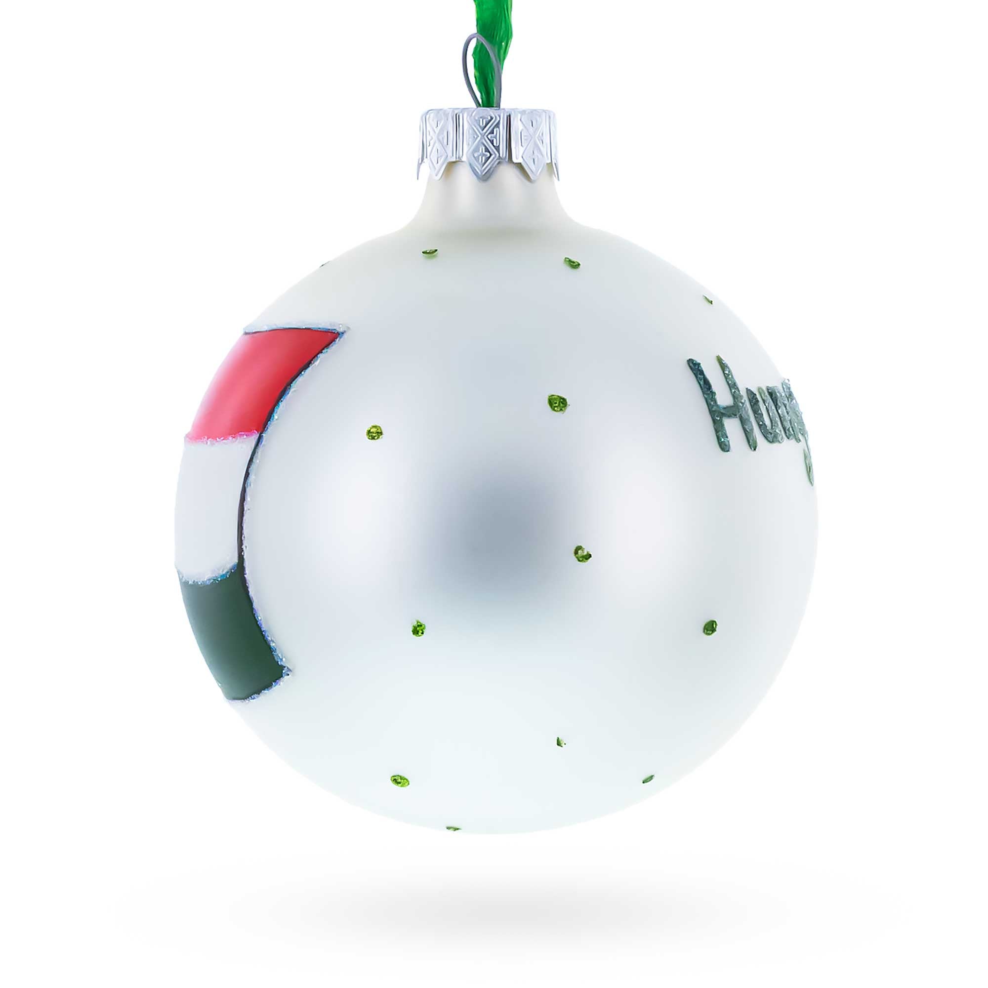 Flag of Hungary Glass Ball Christmas Ornament 3.25 Inches