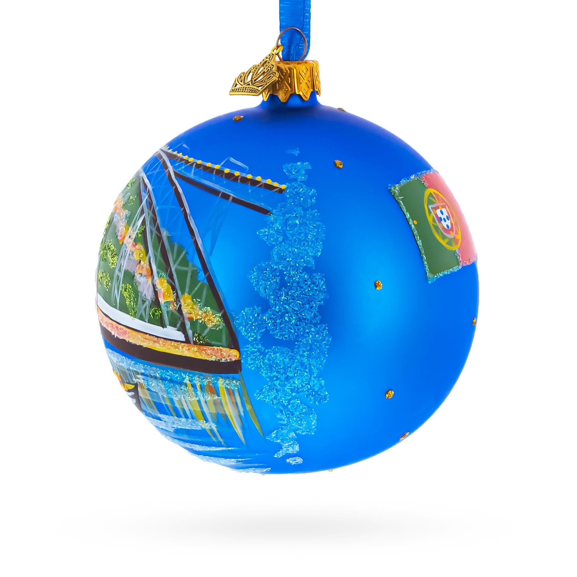 Dom Luis I Bridge, Porto, Portugal Glass Ball Christmas Ornament 4 Inches