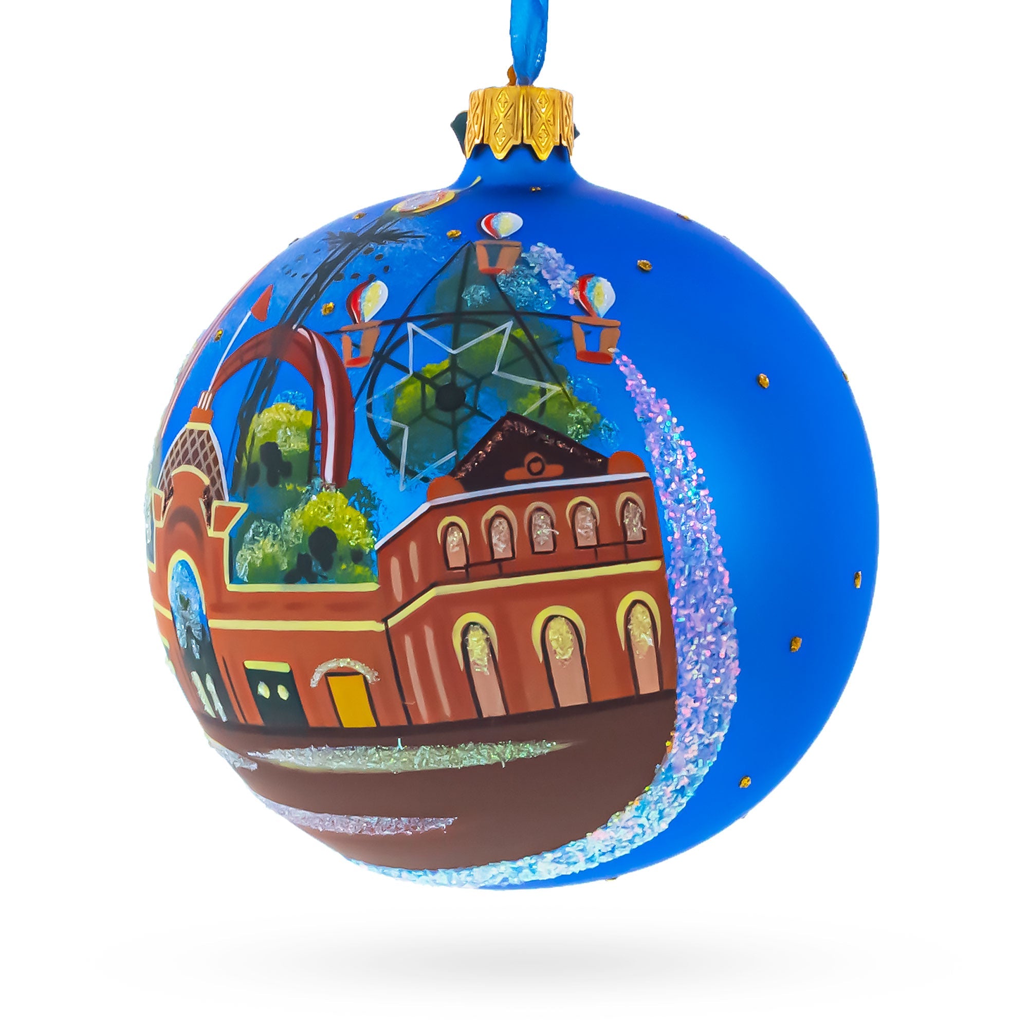 Nyhavn & Tivoli Gardens, Copenhagen, Denmark Glass Ball Christmas Ornament 4 Inches
