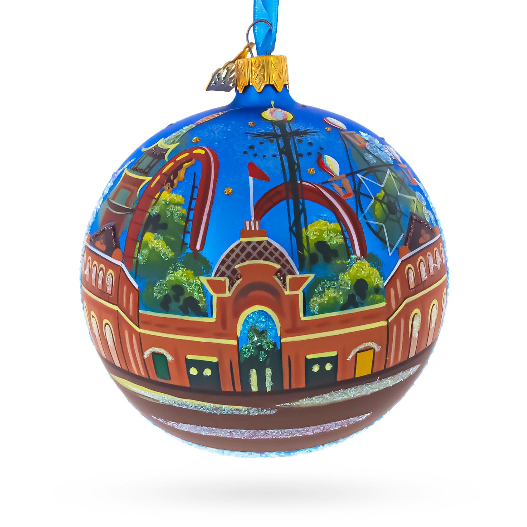 Nyhavn & Tivoli Gardens, Copenhagen, Denmark Glass Ball Christmas Ornament 4 Inches