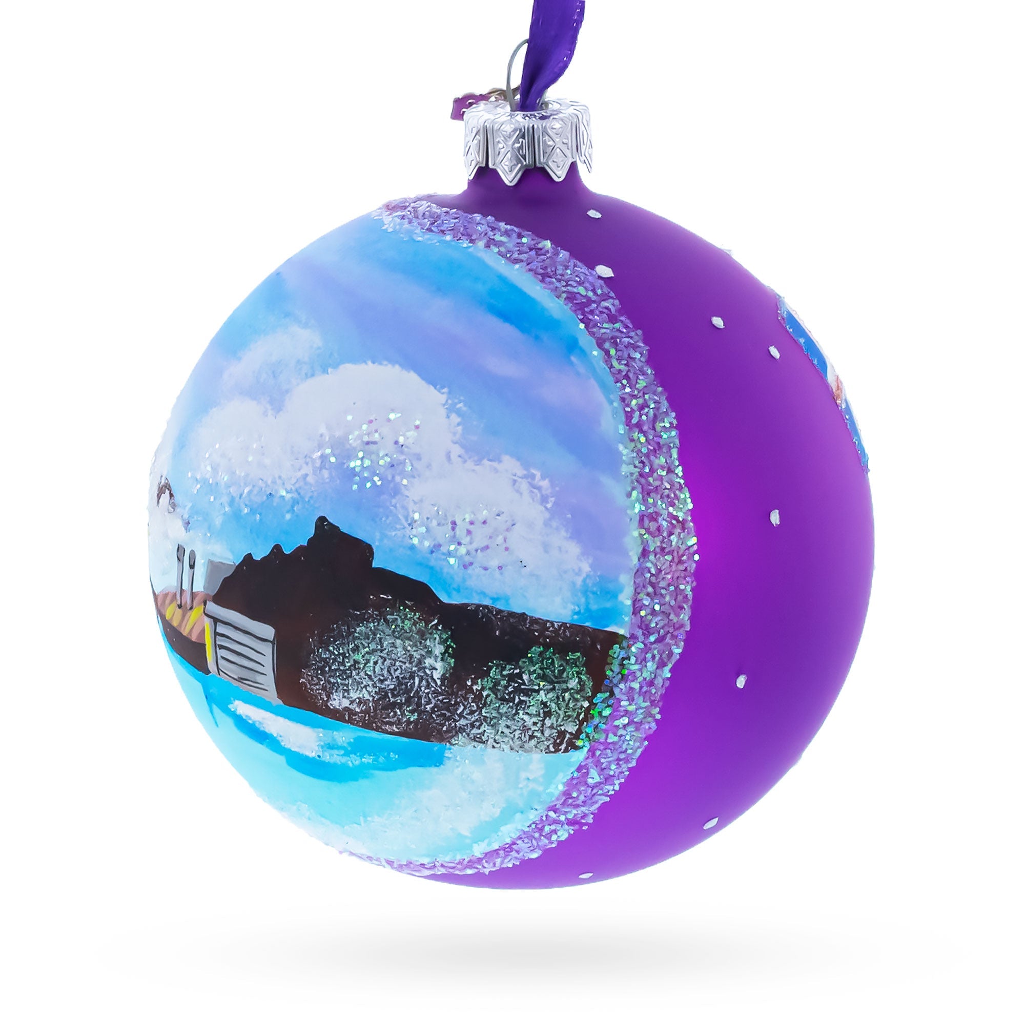 Blue Lagoon, Iceland Glass Ball Christmas Ornament 4 Inches