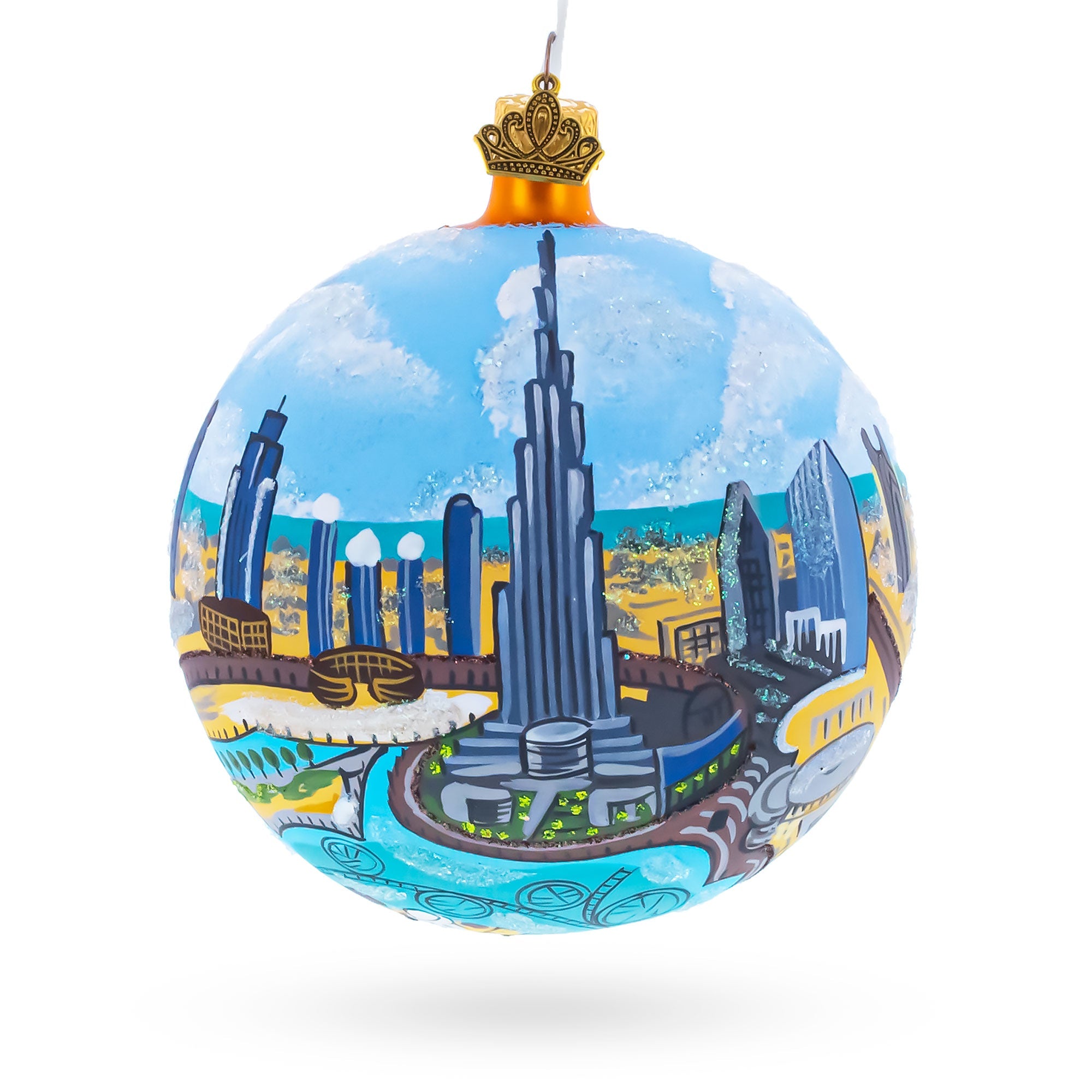 Burj Khalifa, Dubai, United Arab Emirates Glass Ball Christmas Ornament 4 Inches