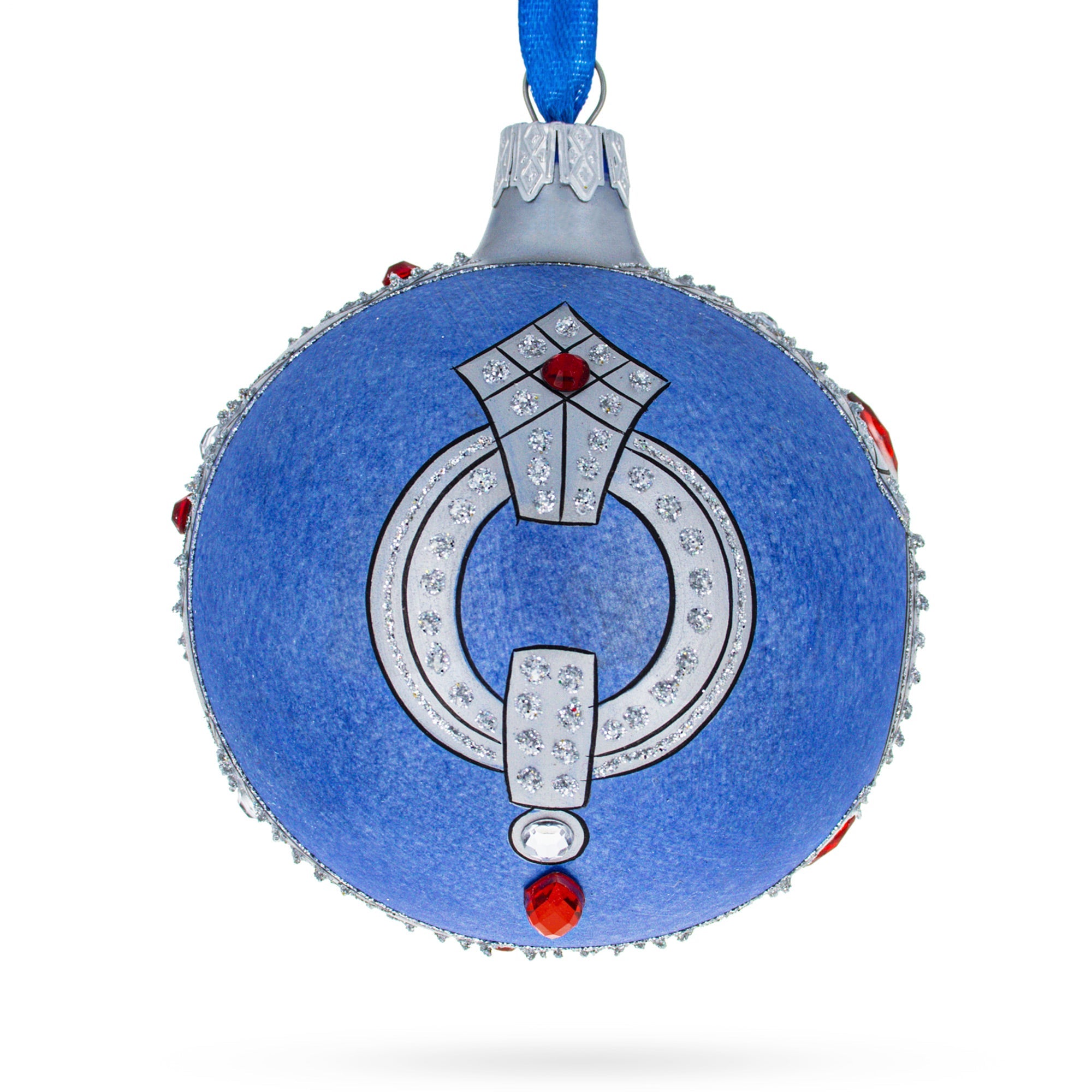 French Designer Luxury Ring Glass Ball Christmas Ornament 3.25 Inches