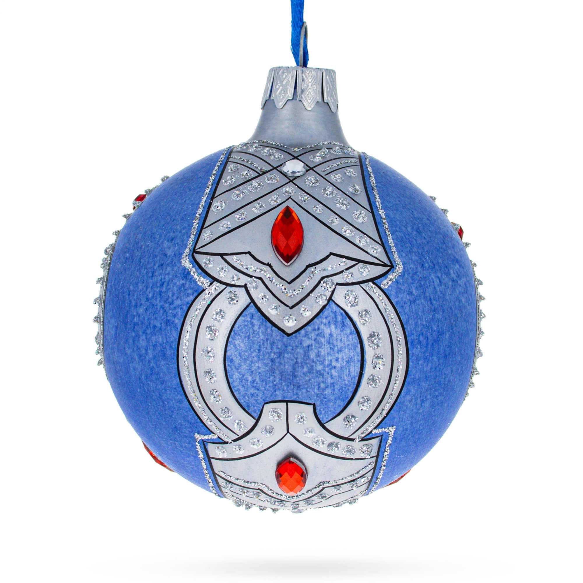French Designer Luxury Ring Glass Ball Christmas Ornament 3.25 Inches