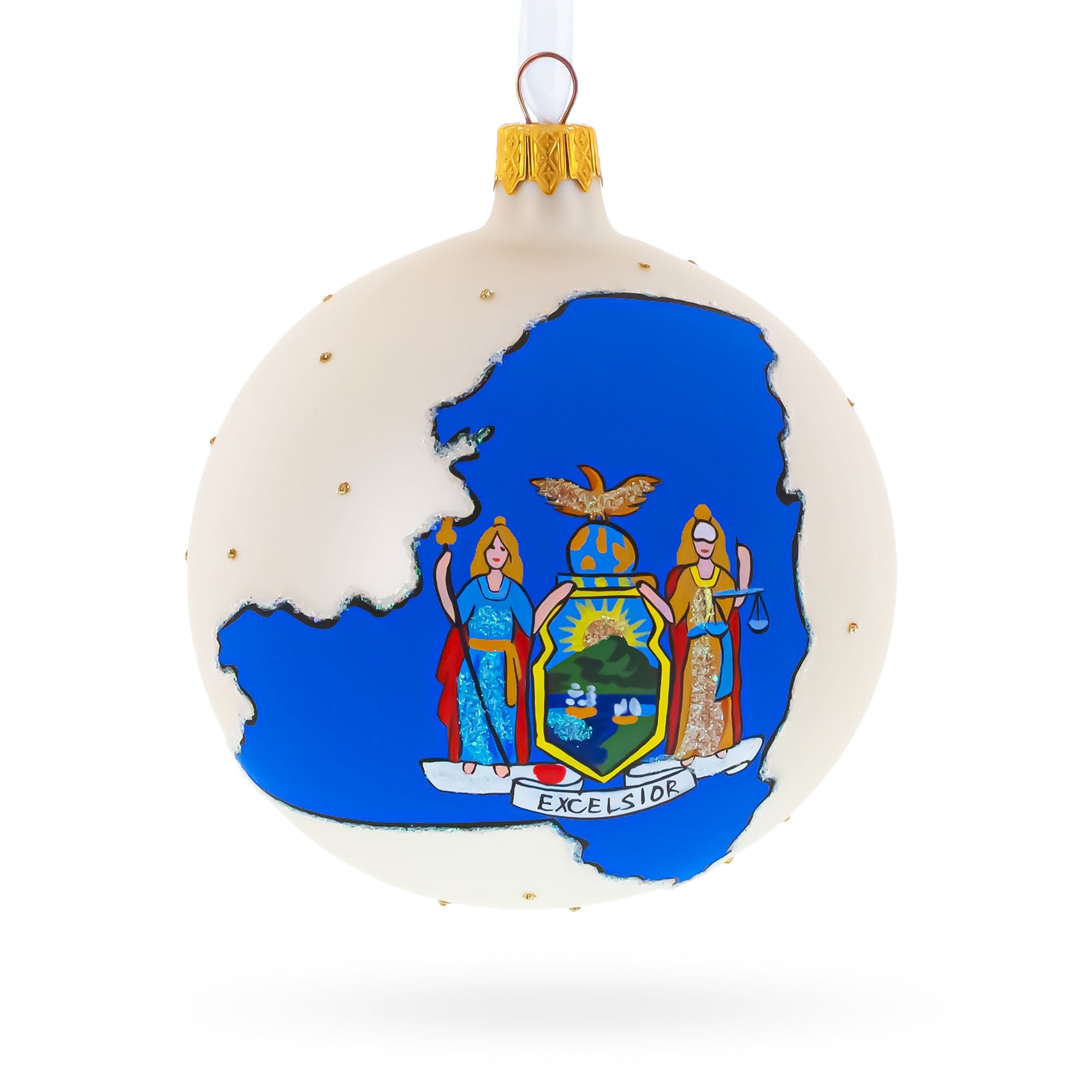 New York State, USA Glass Ball Christmas Ornament 4 Inches