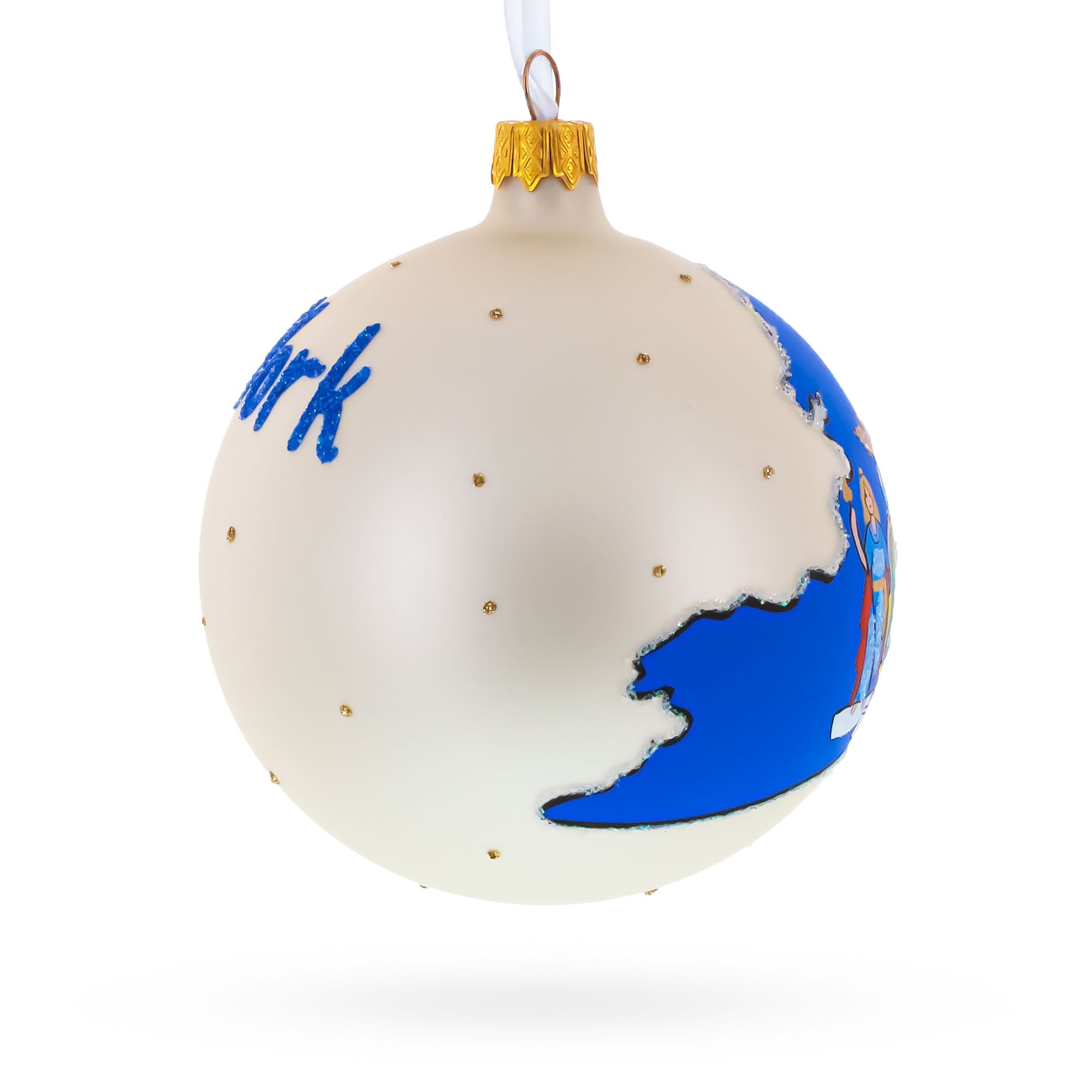 New York State, USA Glass Ball Christmas Ornament 4 Inches