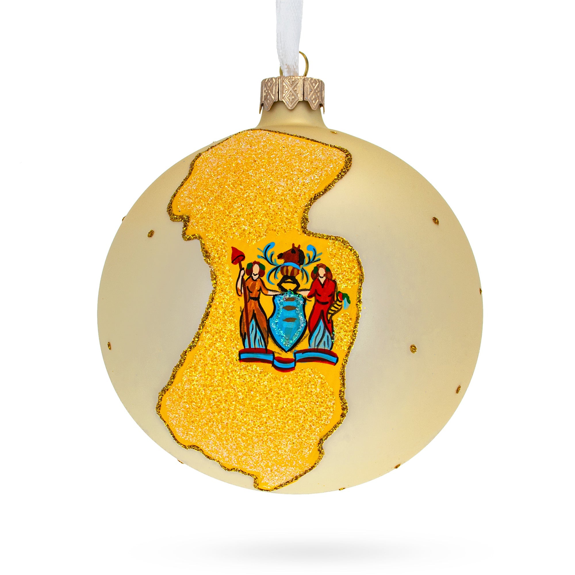 New Jersey State, USA Glass Ball Christmas Ornament 4 Inches