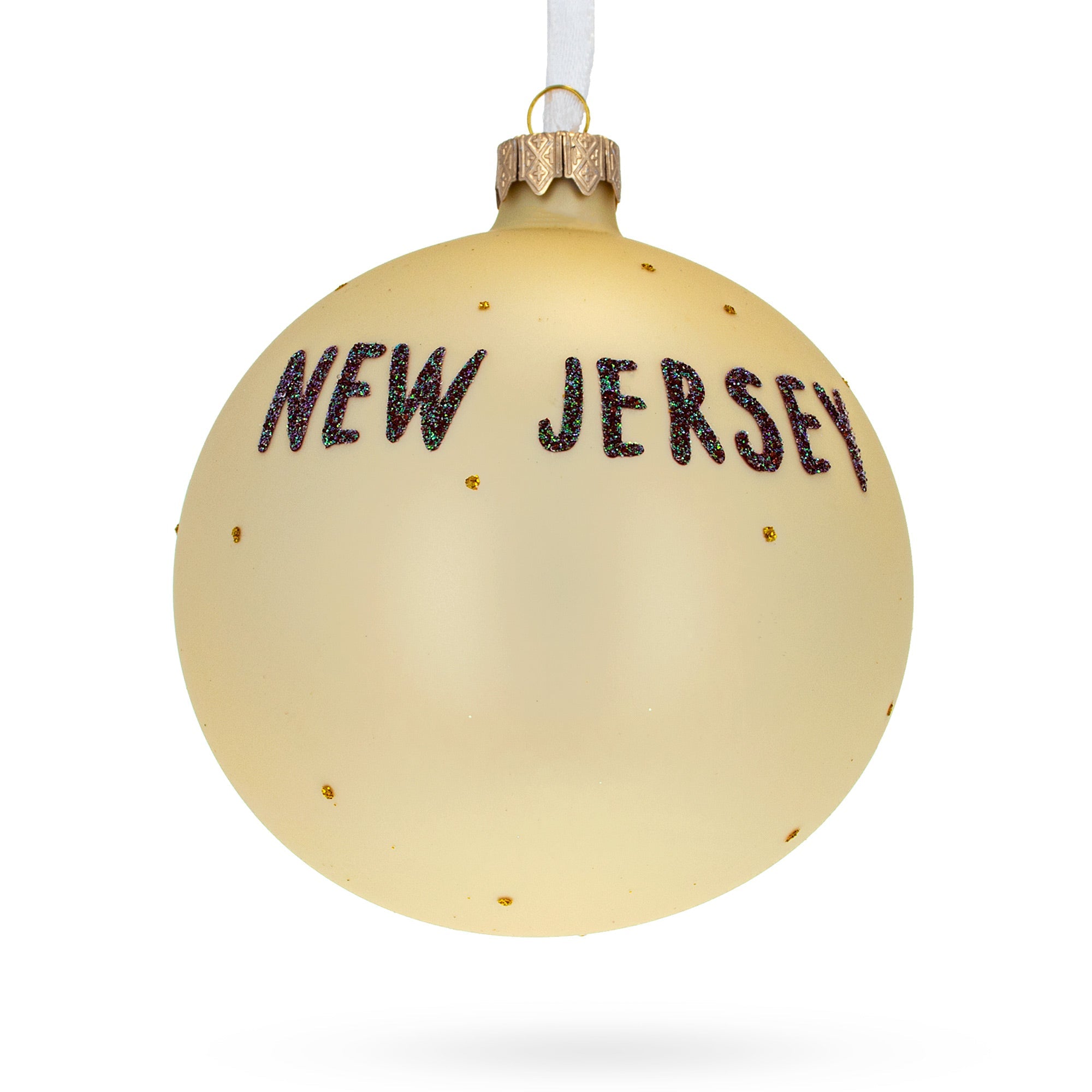 New Jersey State, USA Glass Ball Christmas Ornament 4 Inches