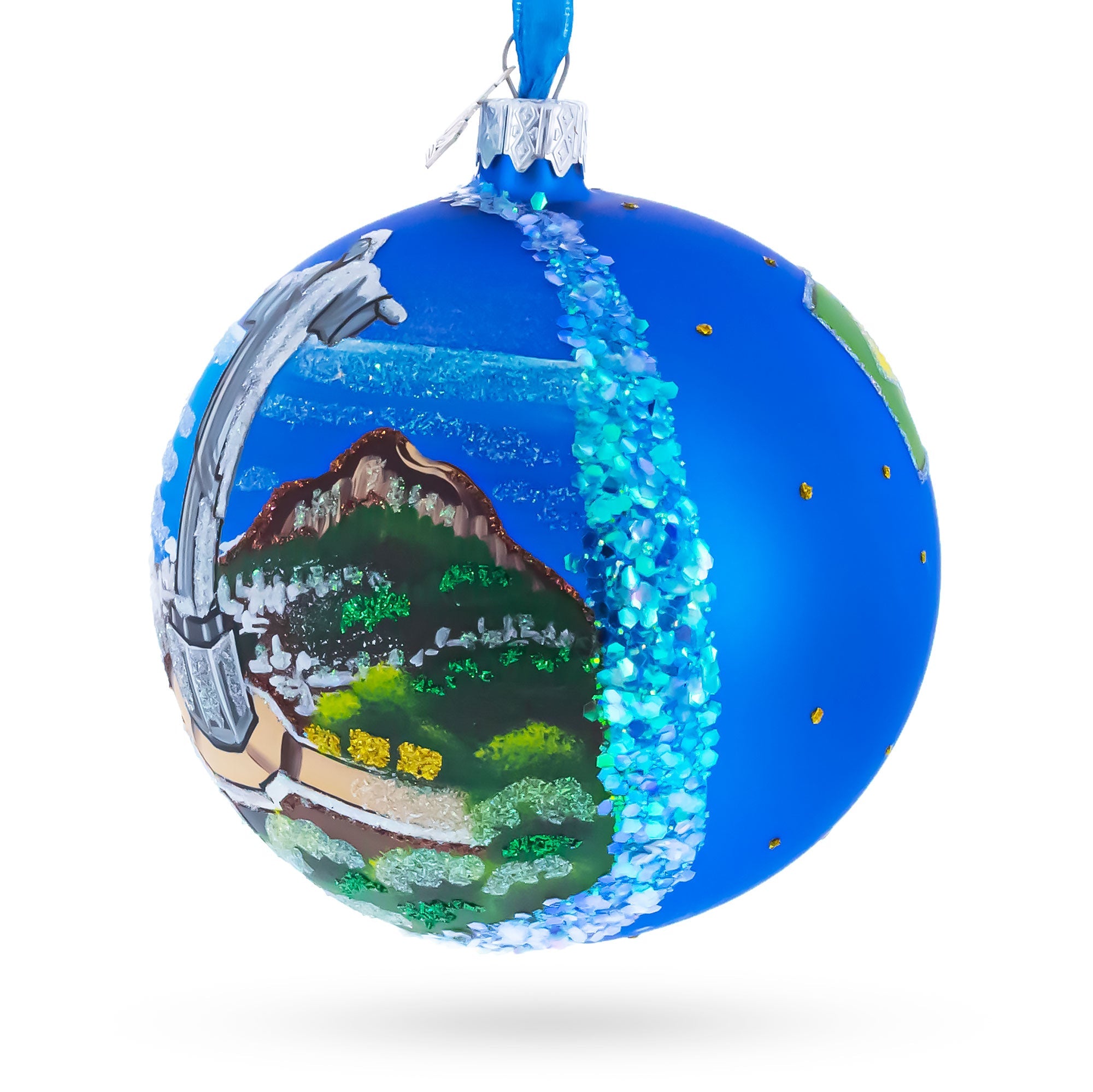 Corcovado Christ the Redeemer, Rio de Janeiro, Brazil Glass Christmas Ornament 4 Inches