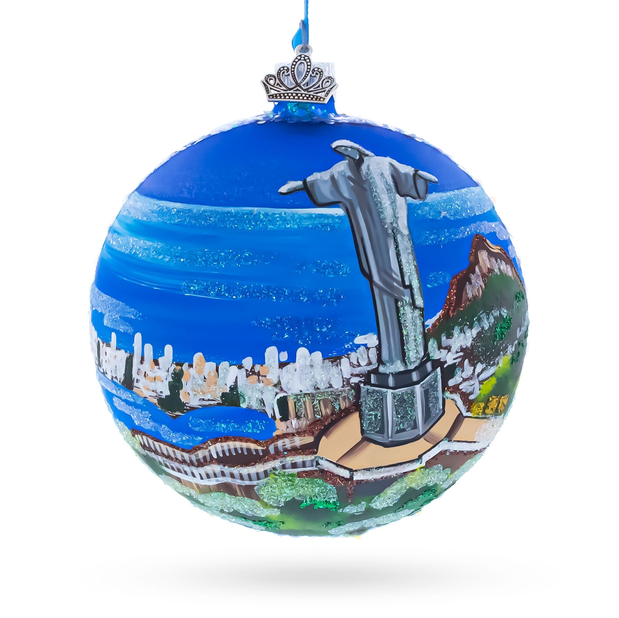 Corcovado Christ the Redeemer, Rio de Janeiro, Brazil Glass Christmas Ornament 4 Inches