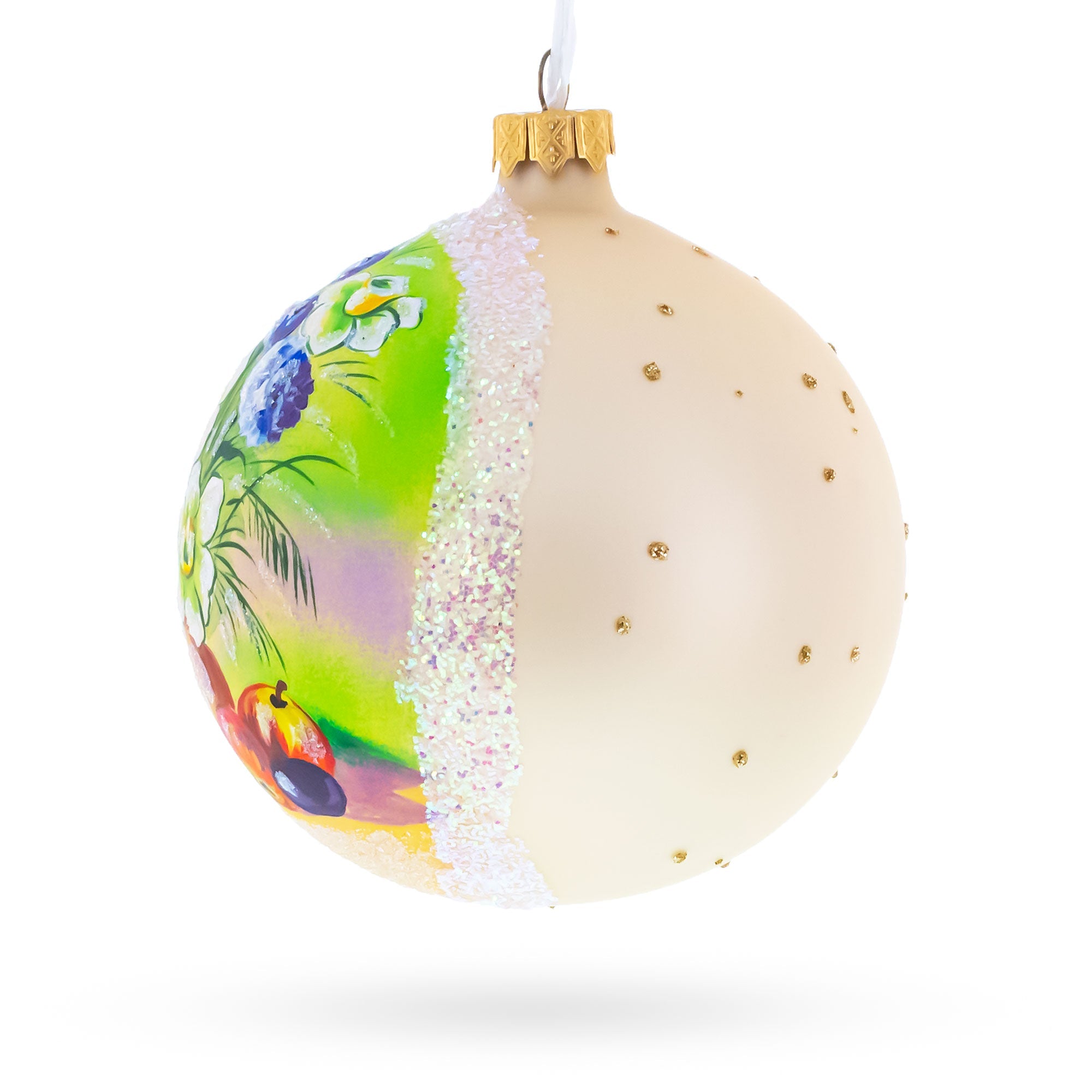 Floral Vase with Apples Masterpiece Glass Ball Christmas Ornament 4 Inches