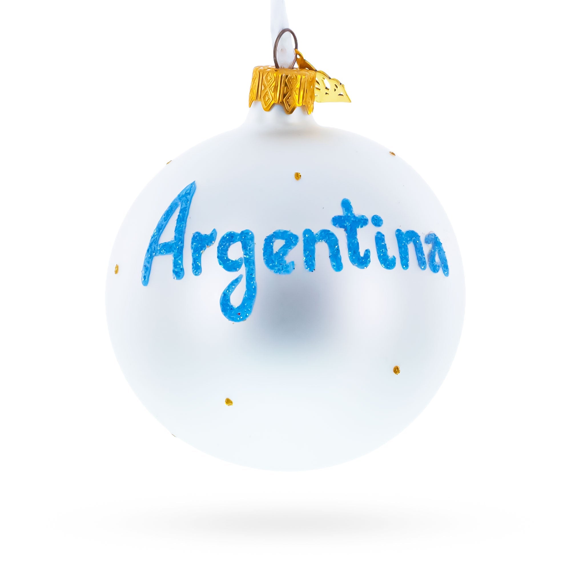 Flag of Argentina Glass Ball Christmas Ornament 3.25 Inches
