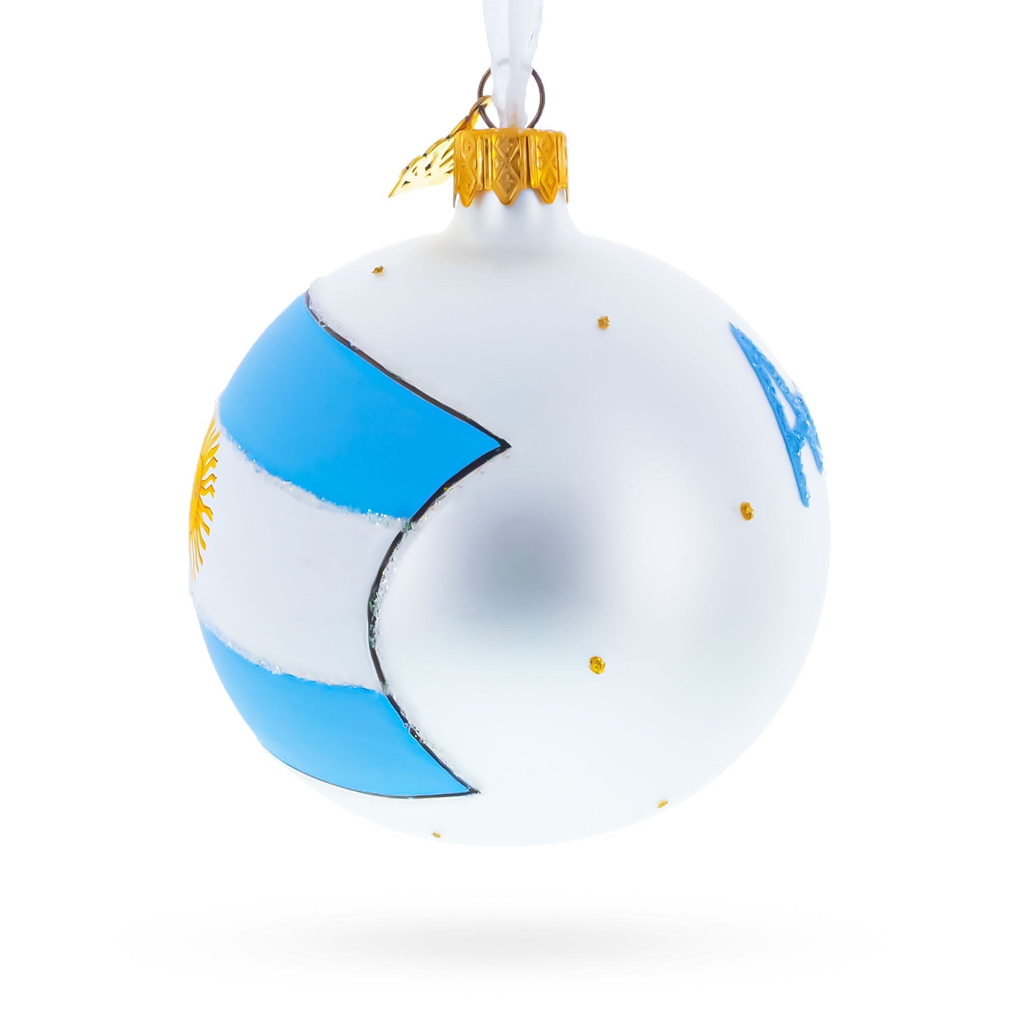 Flag of Argentina Glass Ball Christmas Ornament 3.25 Inches