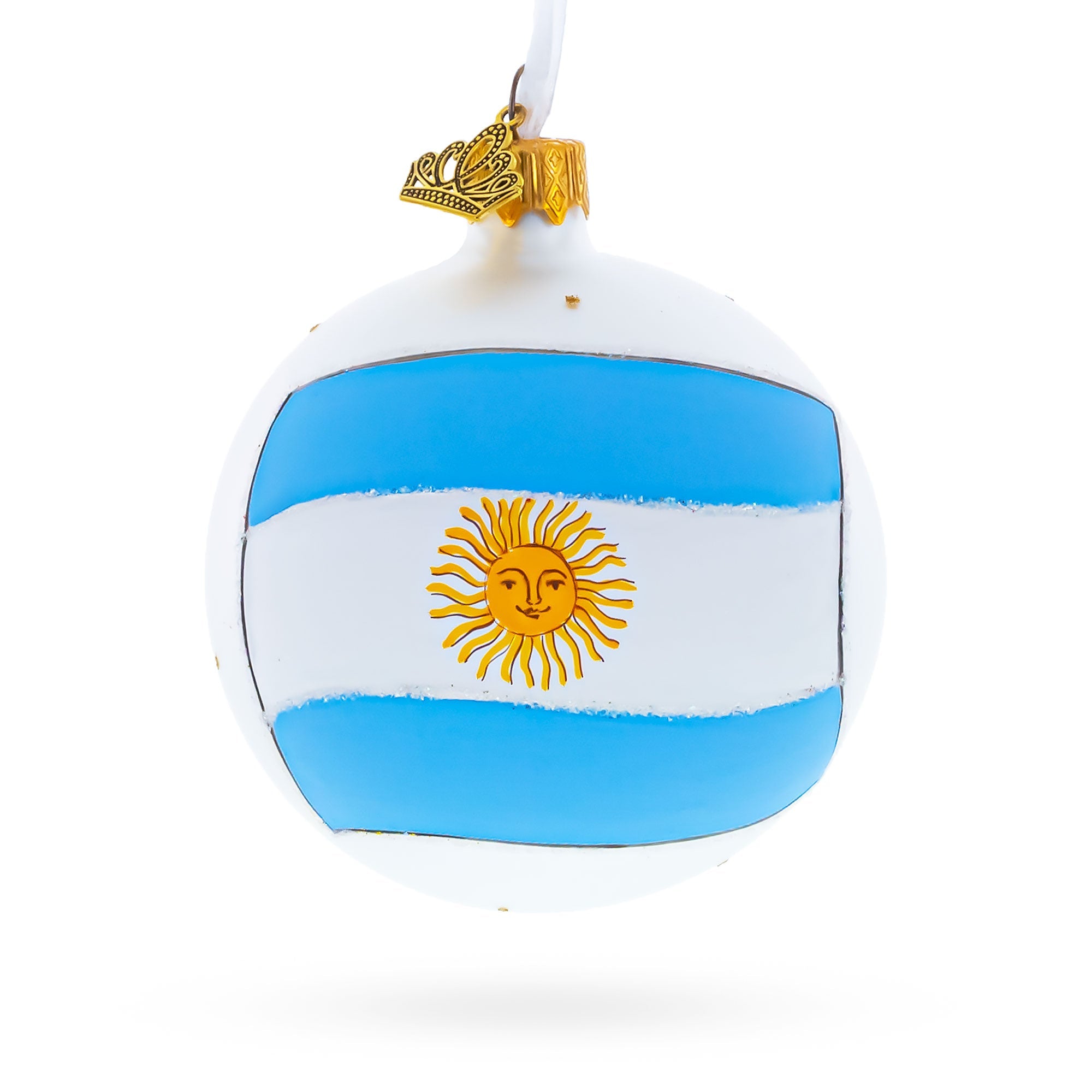 Flag of Argentina Glass Ball Christmas Ornament 3.25 Inches