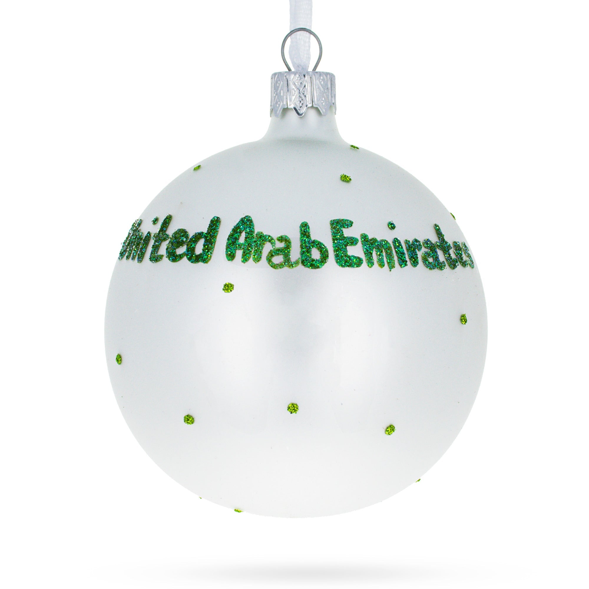 Flag of United Arab Emirates Glass Ball Christmas Ornament 3.25 Inches