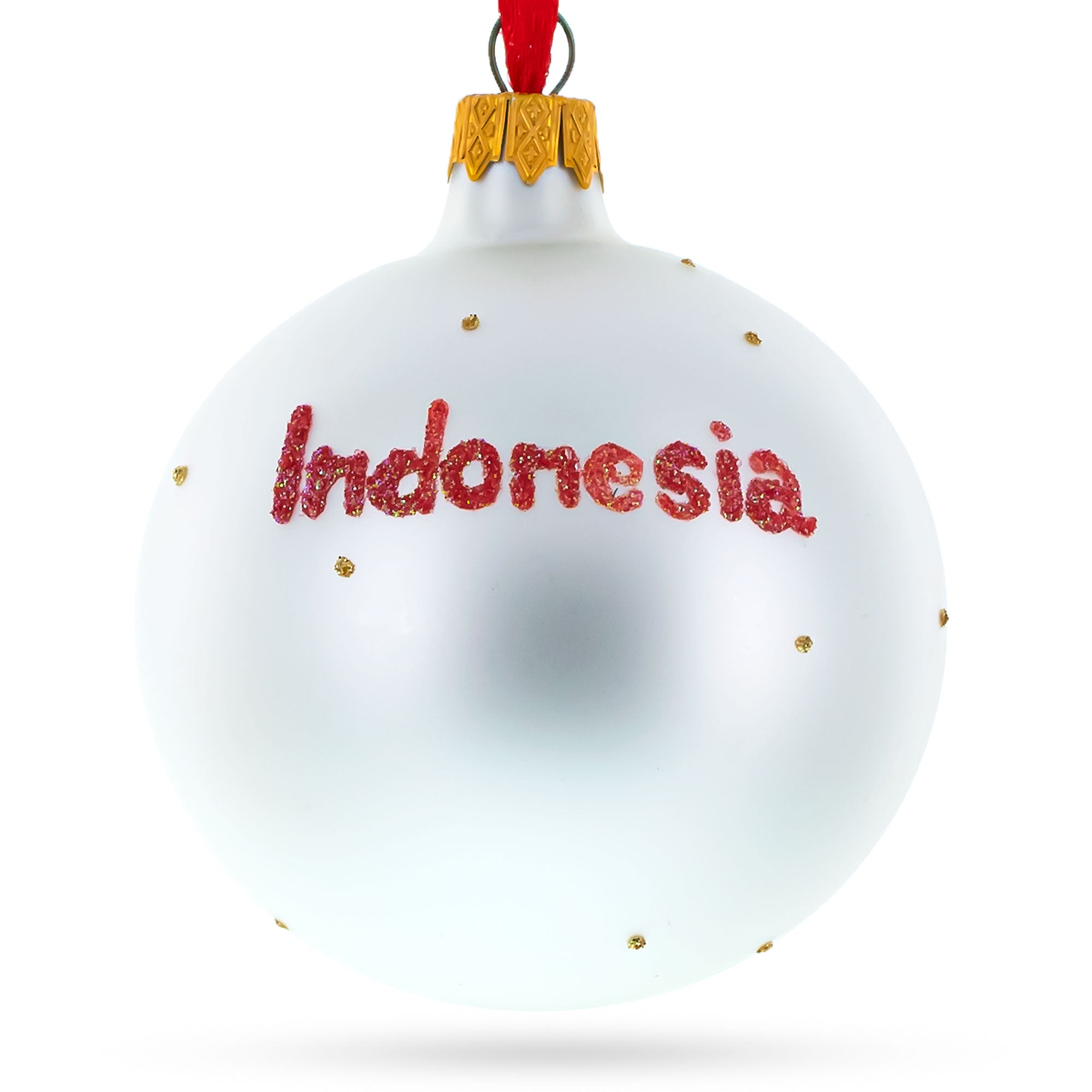 Flag of Indonesia Glass Ball Christmas Ornament 3.25 Inches