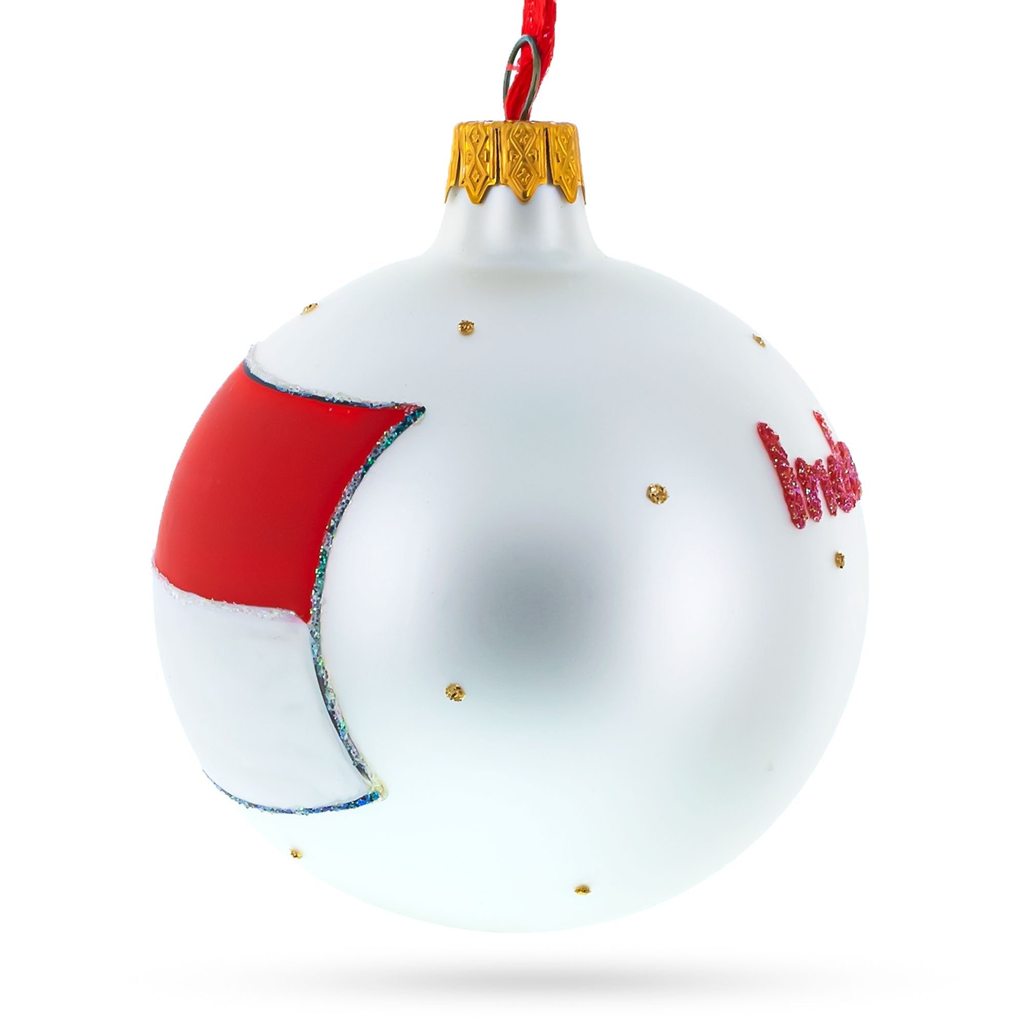 Flag of Indonesia Glass Ball Christmas Ornament 3.25 Inches