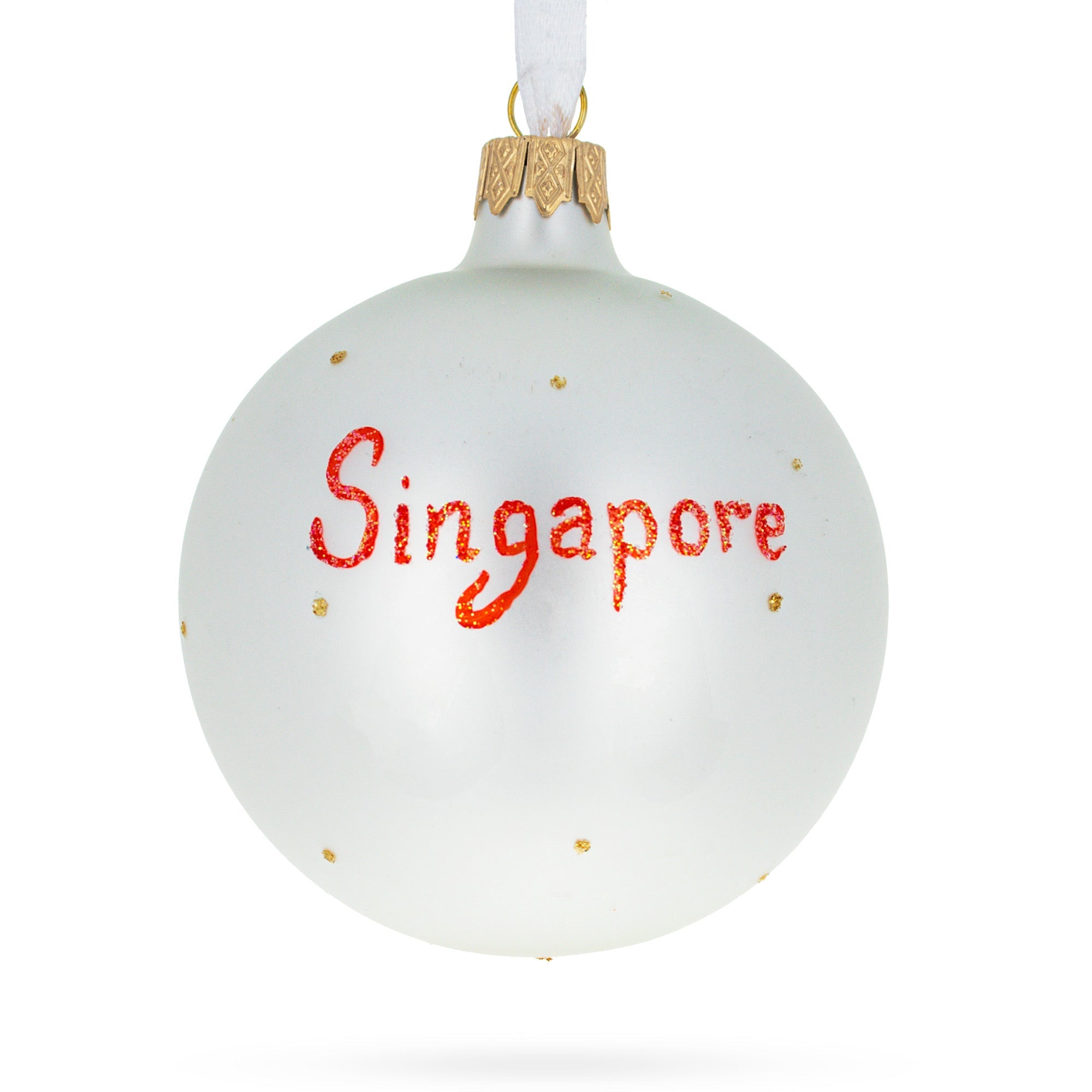 Flag of Singapore  Glass Ball Christmas Ornament 3.25 Inches