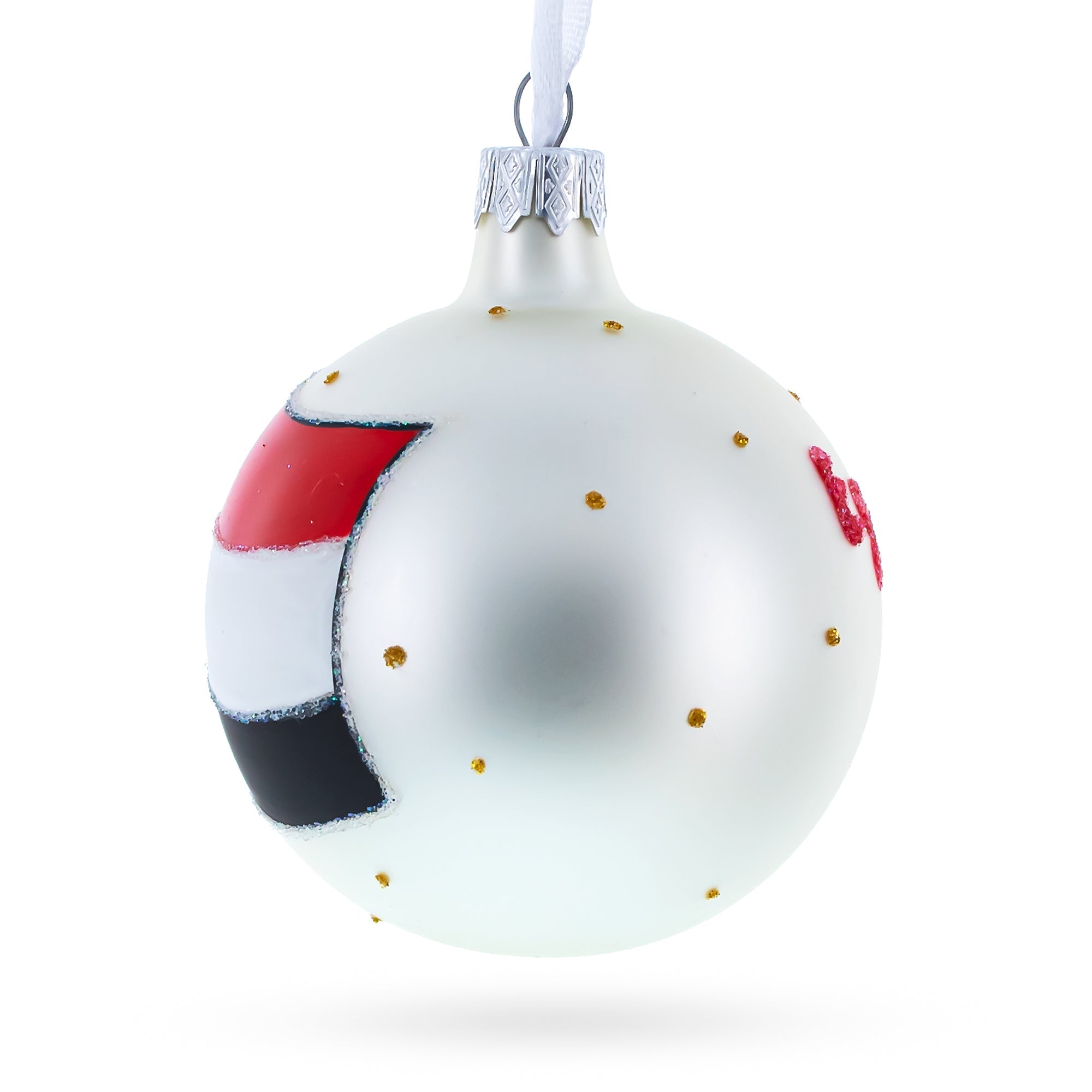 Flag of Egypt Glass Ball Christmas Ornament 3.25 Inches