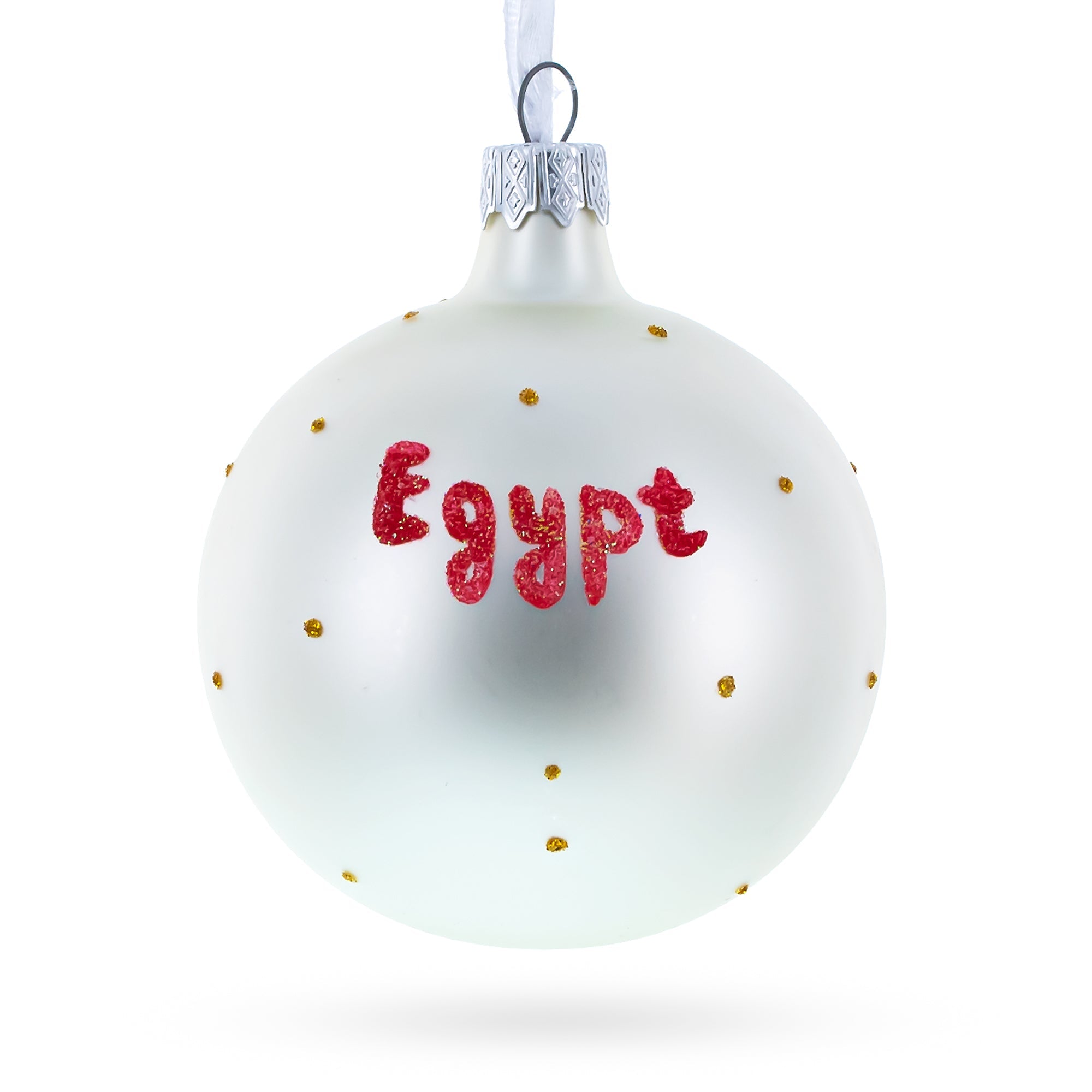 Flag of Egypt Glass Ball Christmas Ornament 3.25 Inches