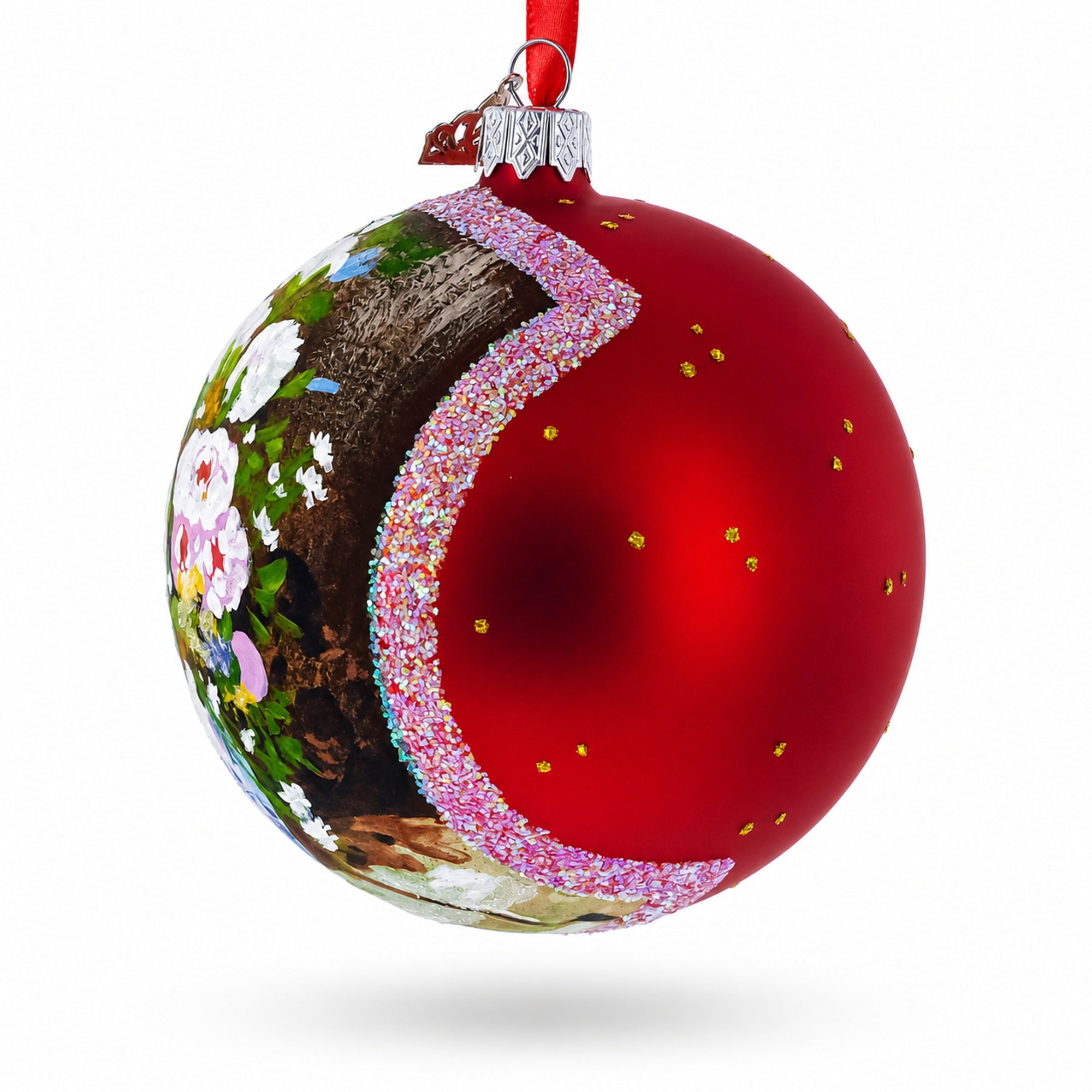 1866 'Spring Bouquet' by Pierre Auguste Renoir Glass Ball Christmas Ornament 4 Inches