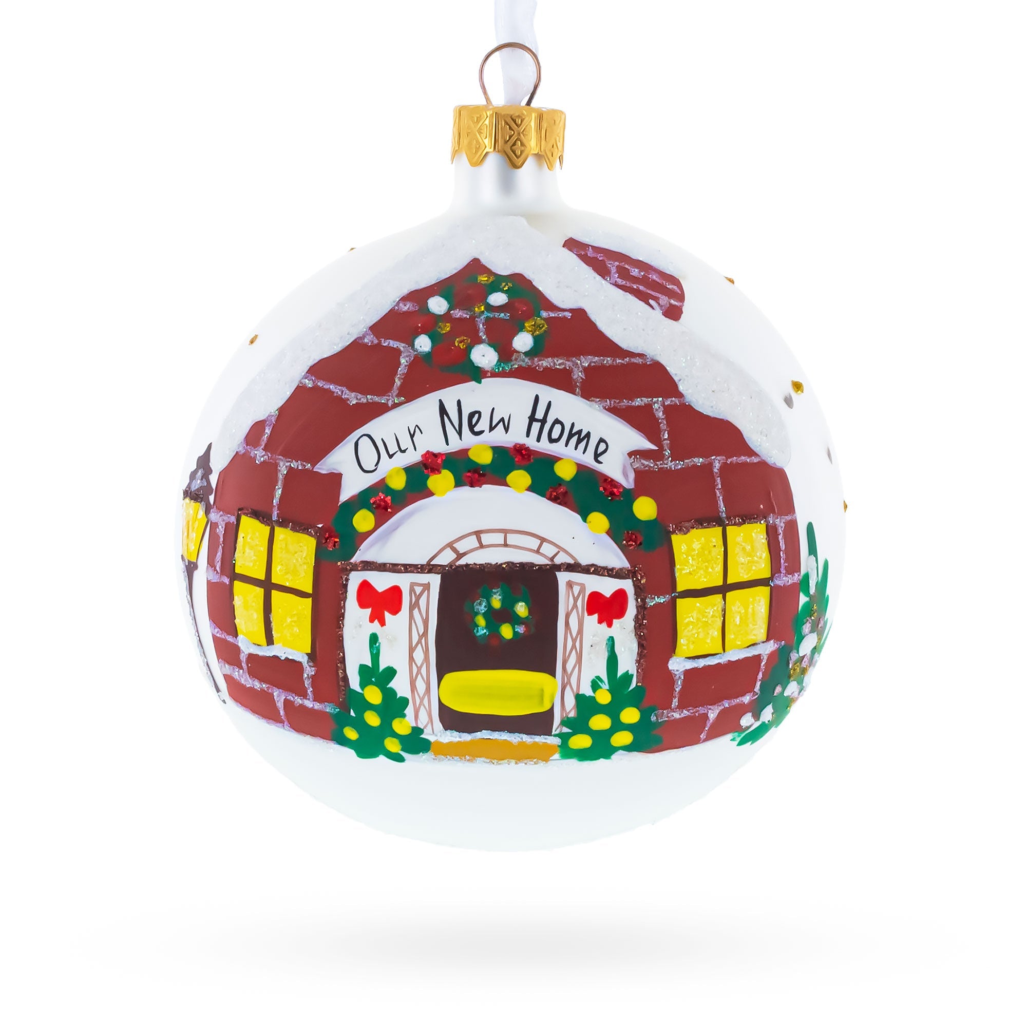 Commemorative Housewarming Glass Ball Christmas Ornament 4 Inches