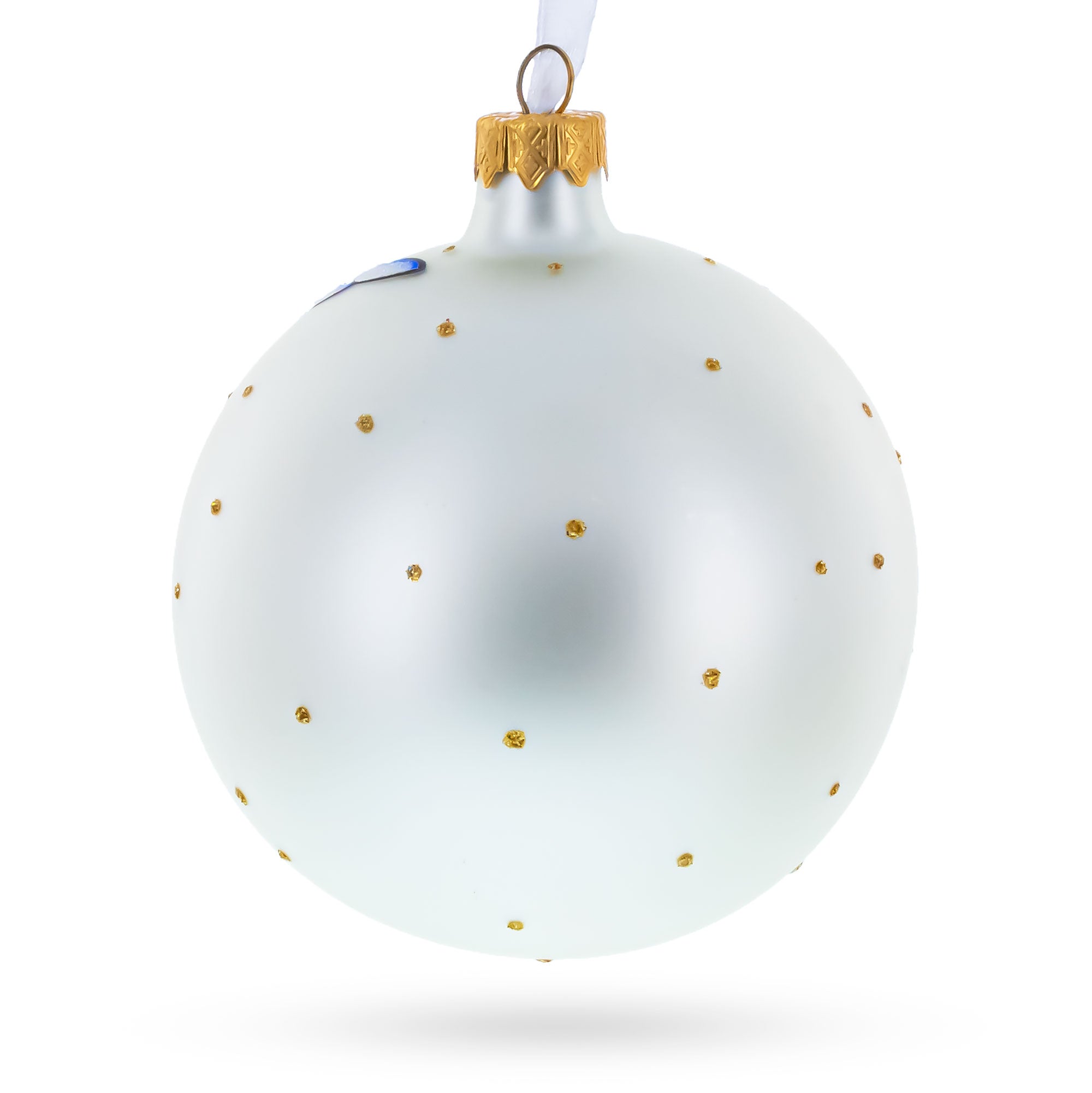 Cupid with Bow and Heart Glass Ball Christmas Ornament 4 Inches