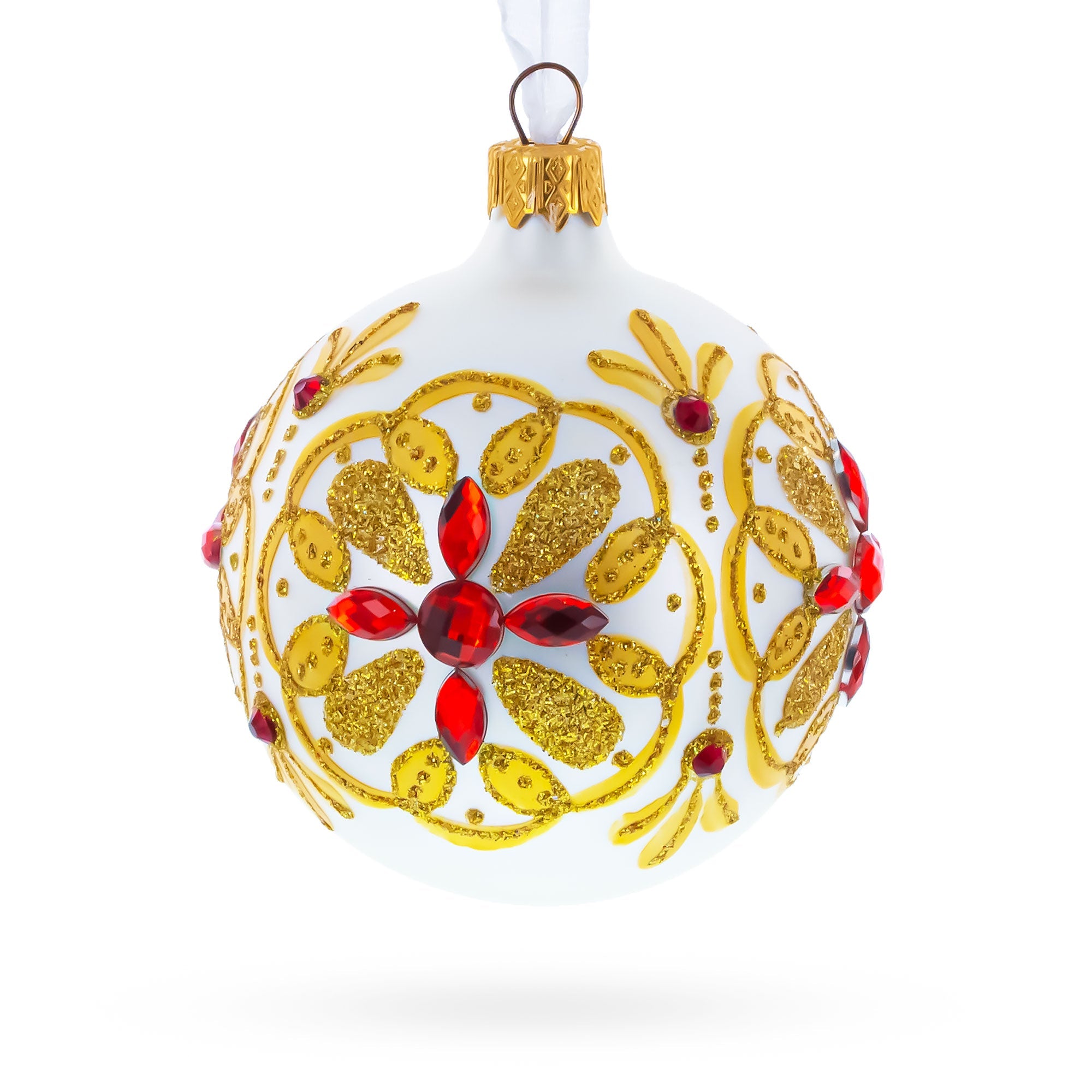 Bejeweled Star Handcrafted Glass Ball Christmas Ornament 3.25 Inches