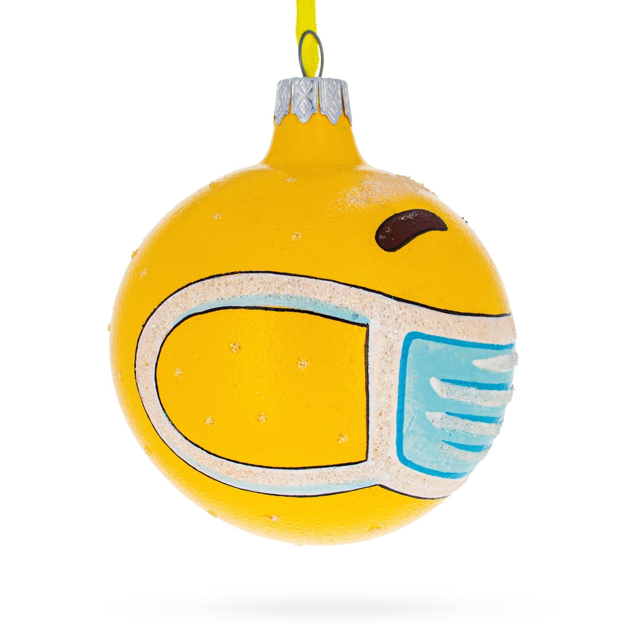 Masked Emotions of Quarantine Glass Ball Christmas Ornament 3.25 Inches