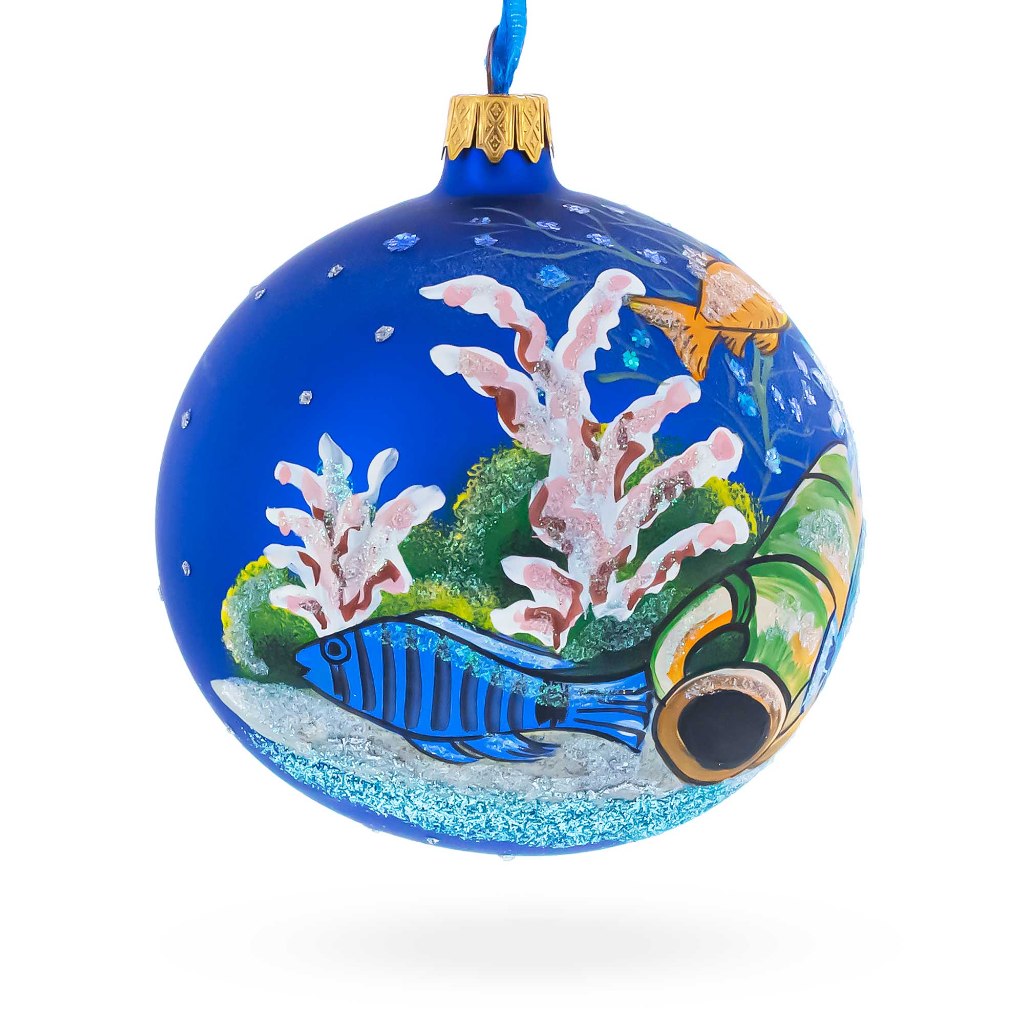 Tropical Aquarium Glass Ball Christmas Ornament 4 Inches